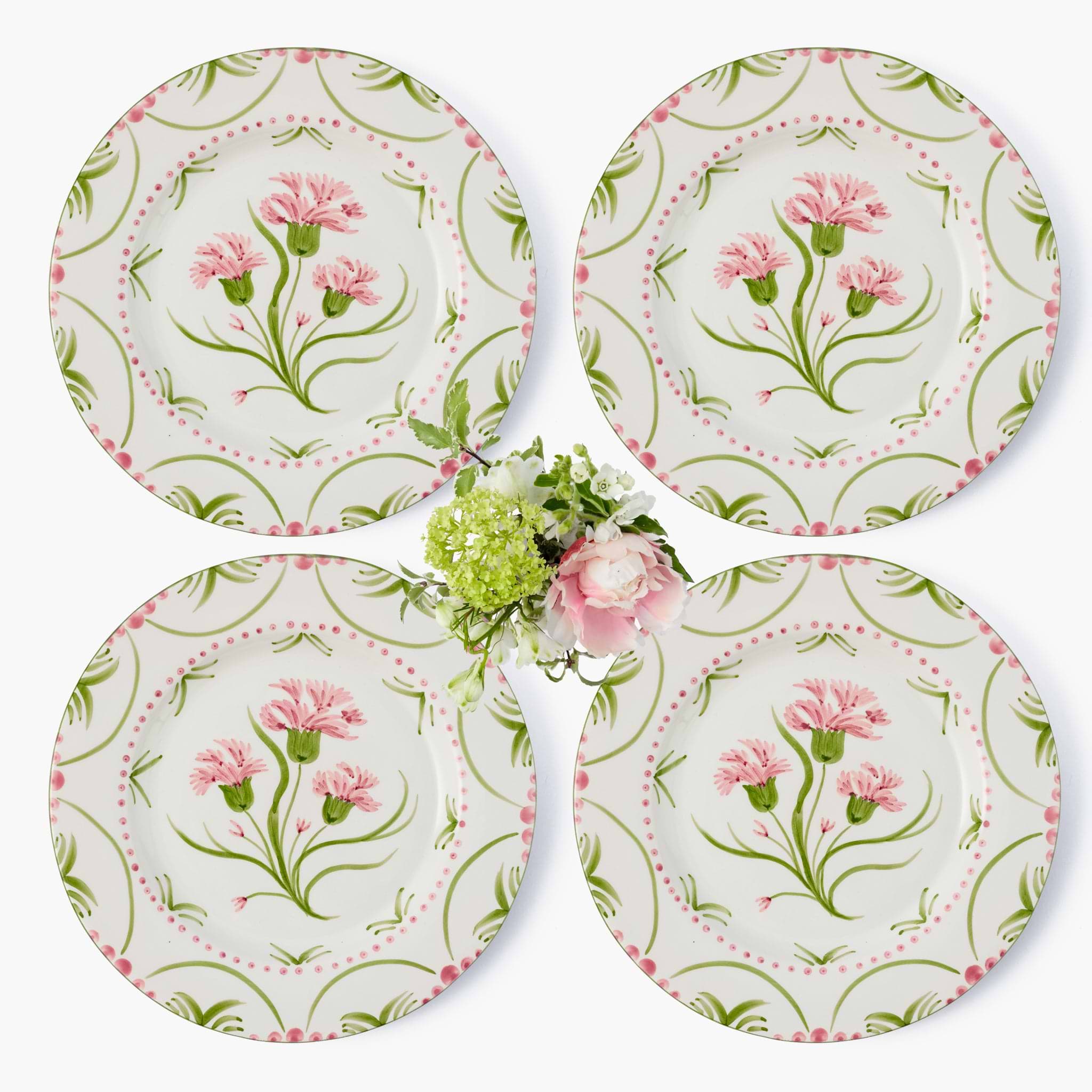 Pink & Green Santa Kristina Dinner Plates (Set of 4)