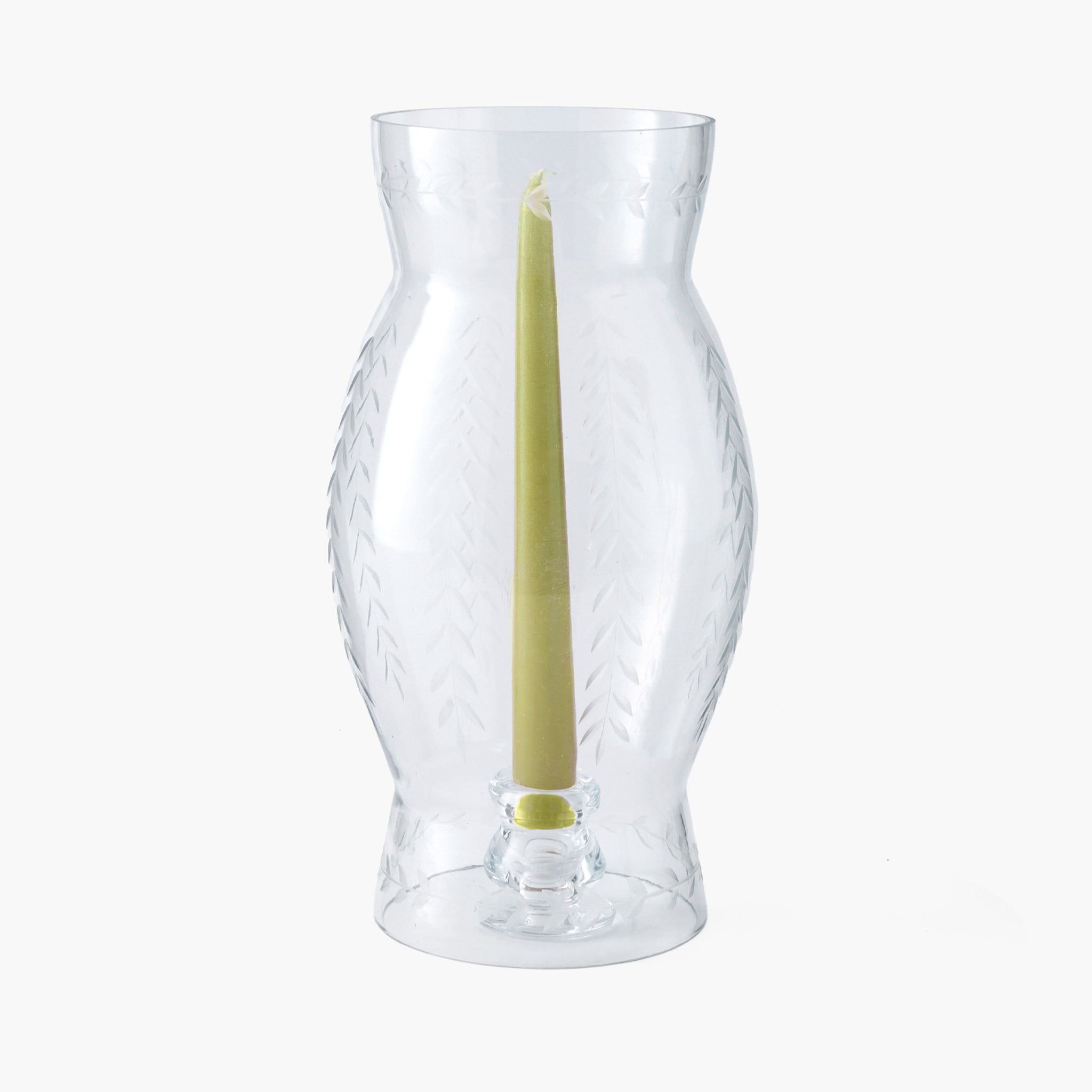 Engraved Laurel Glass Hurricane Lantern | Mrs. Alice