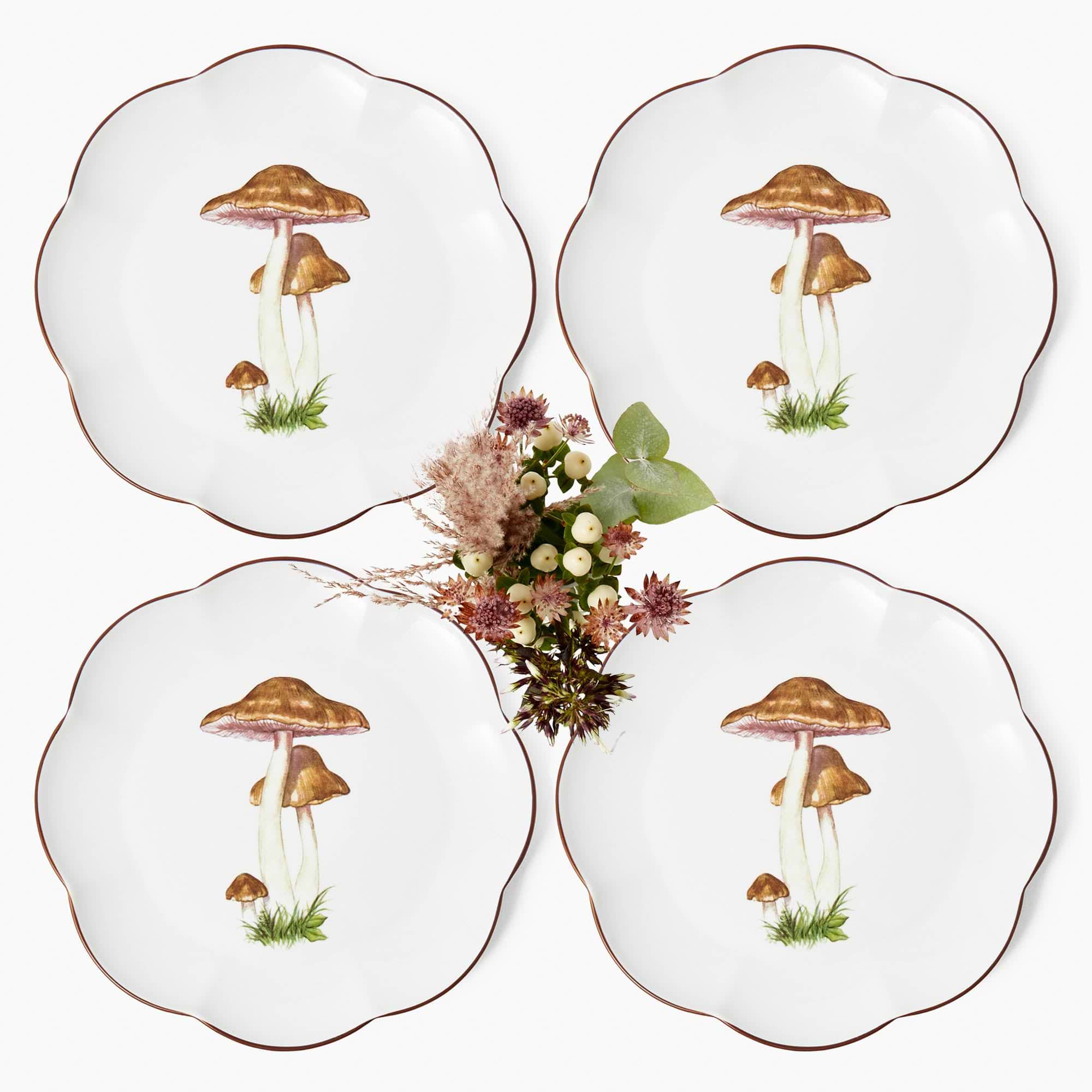 Scalloped Mushroom Dinner Plates (Set of 4)