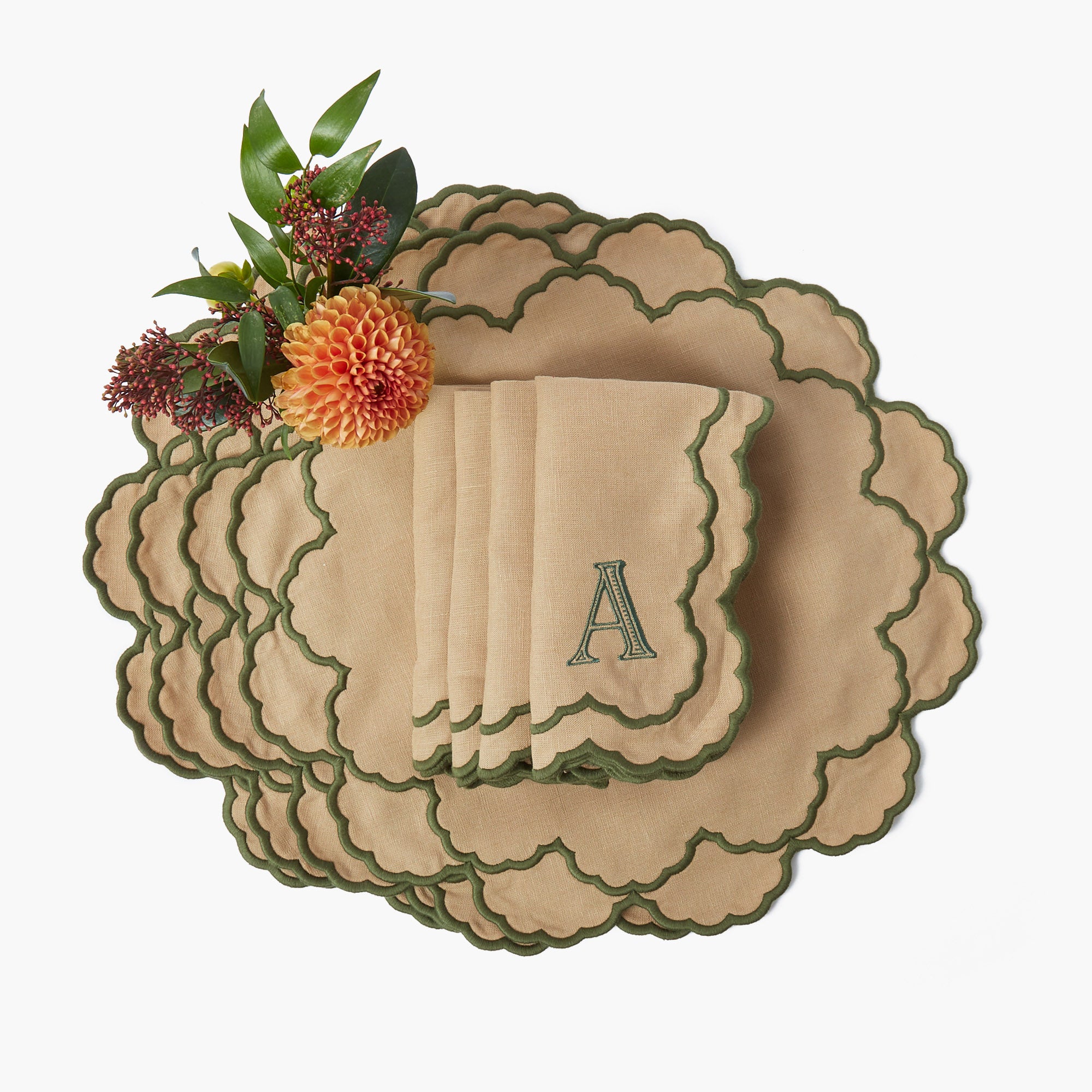 Sand & Green Lily Placemats (Set of 4)
