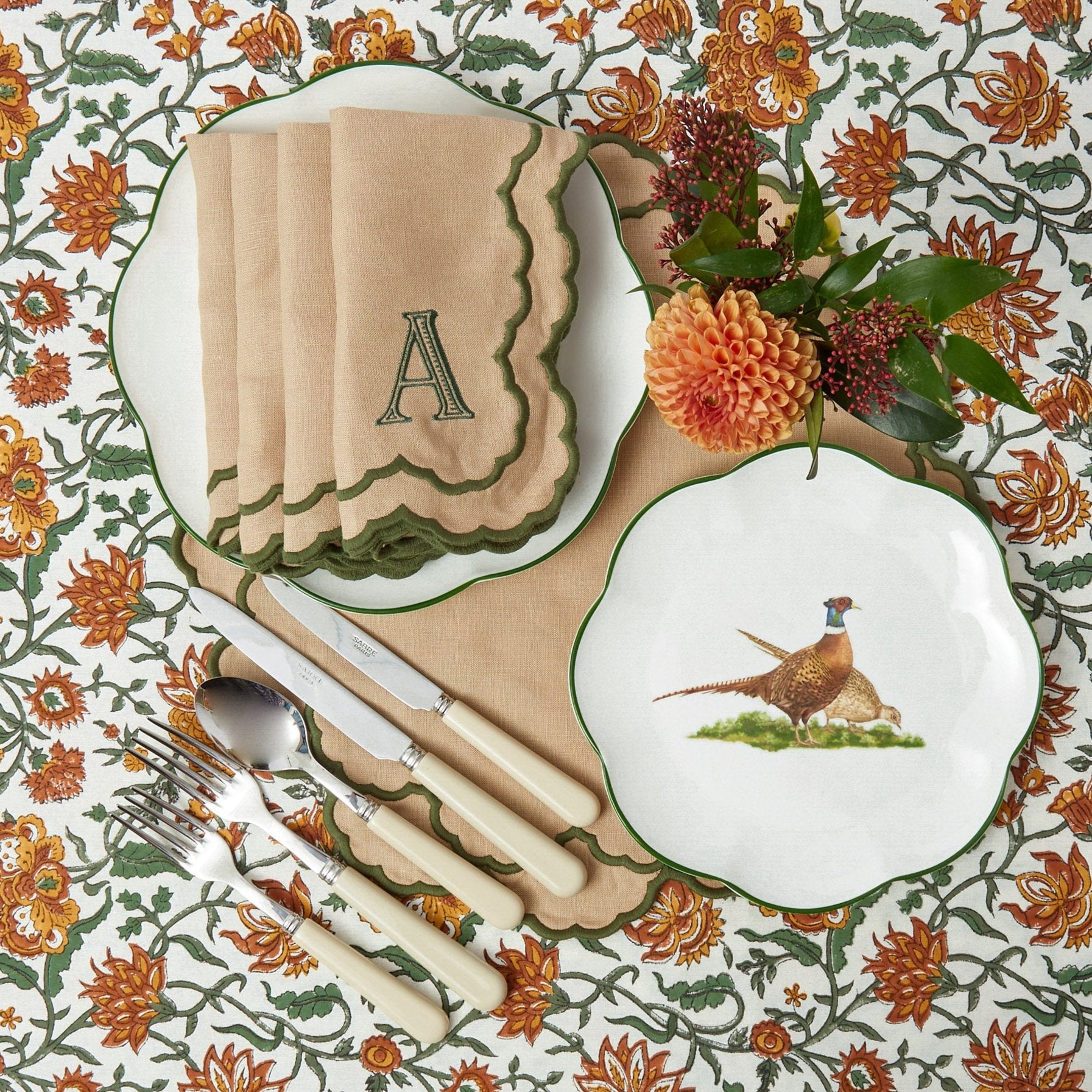 Sand & Green Lily Placemats (Set of 4)