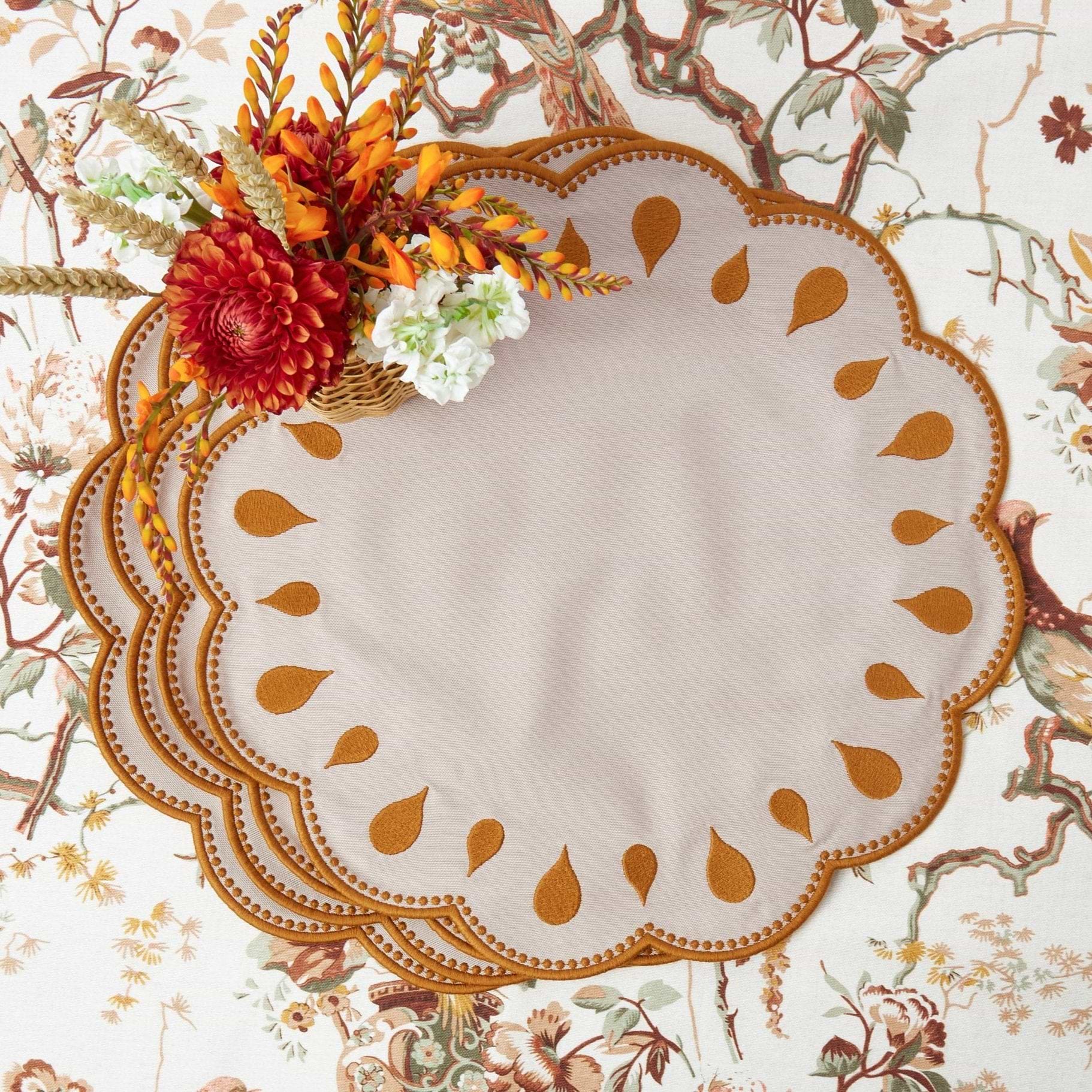 Taupe & Mustard Bettina Placemats (Set of 4)