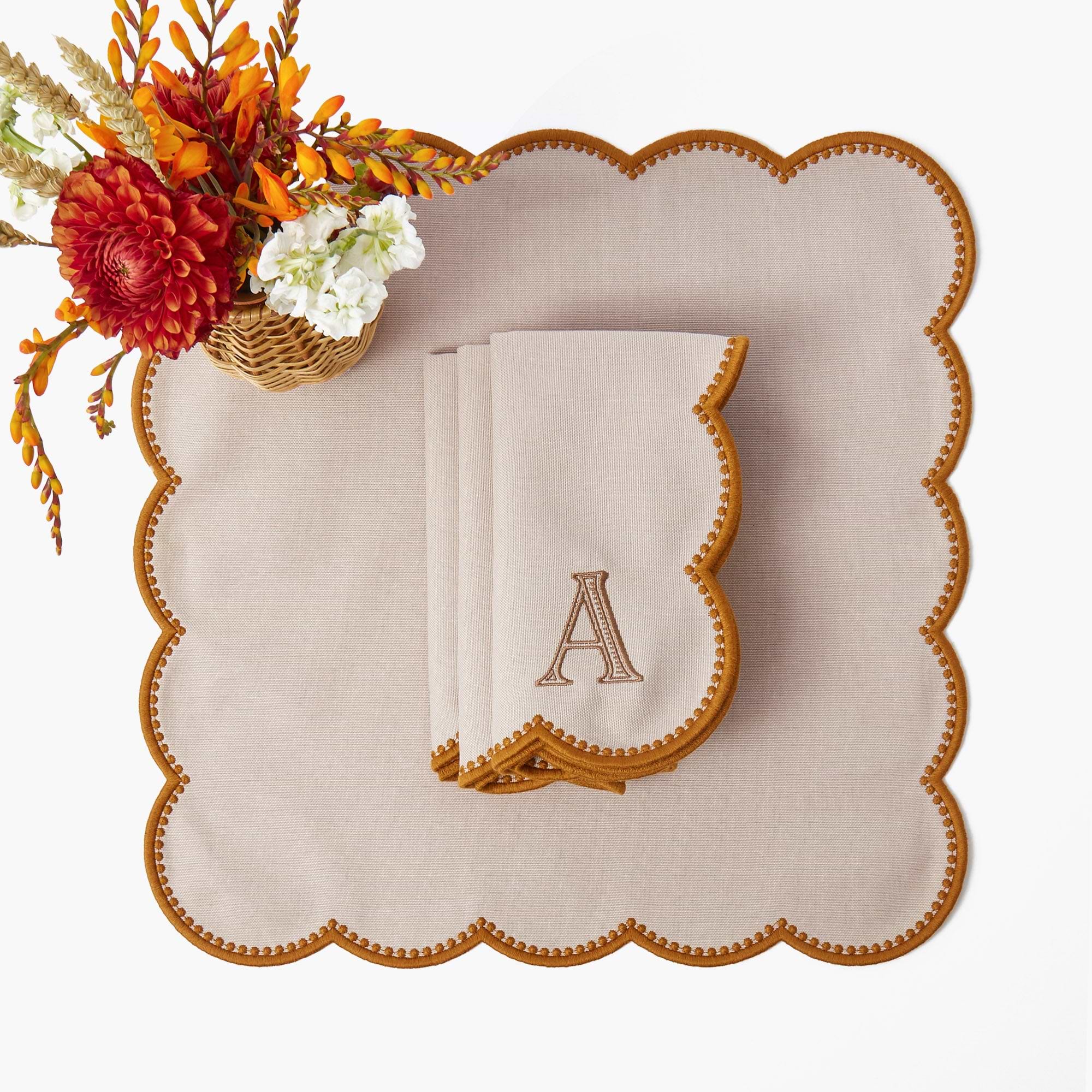 Bettina Taupe & Mustard Placemats & Napkins (Set of 4)