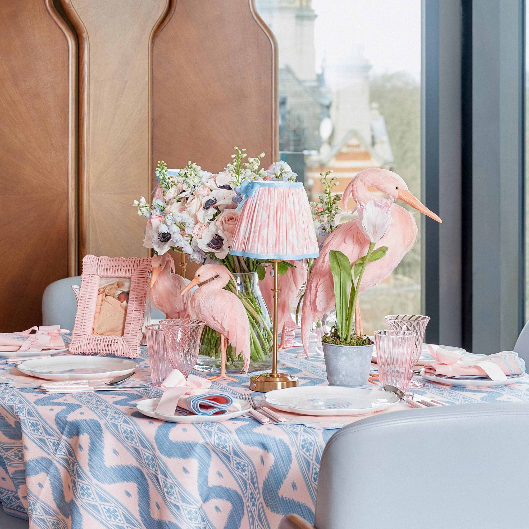Pink & Blue Ikat Tablecloth