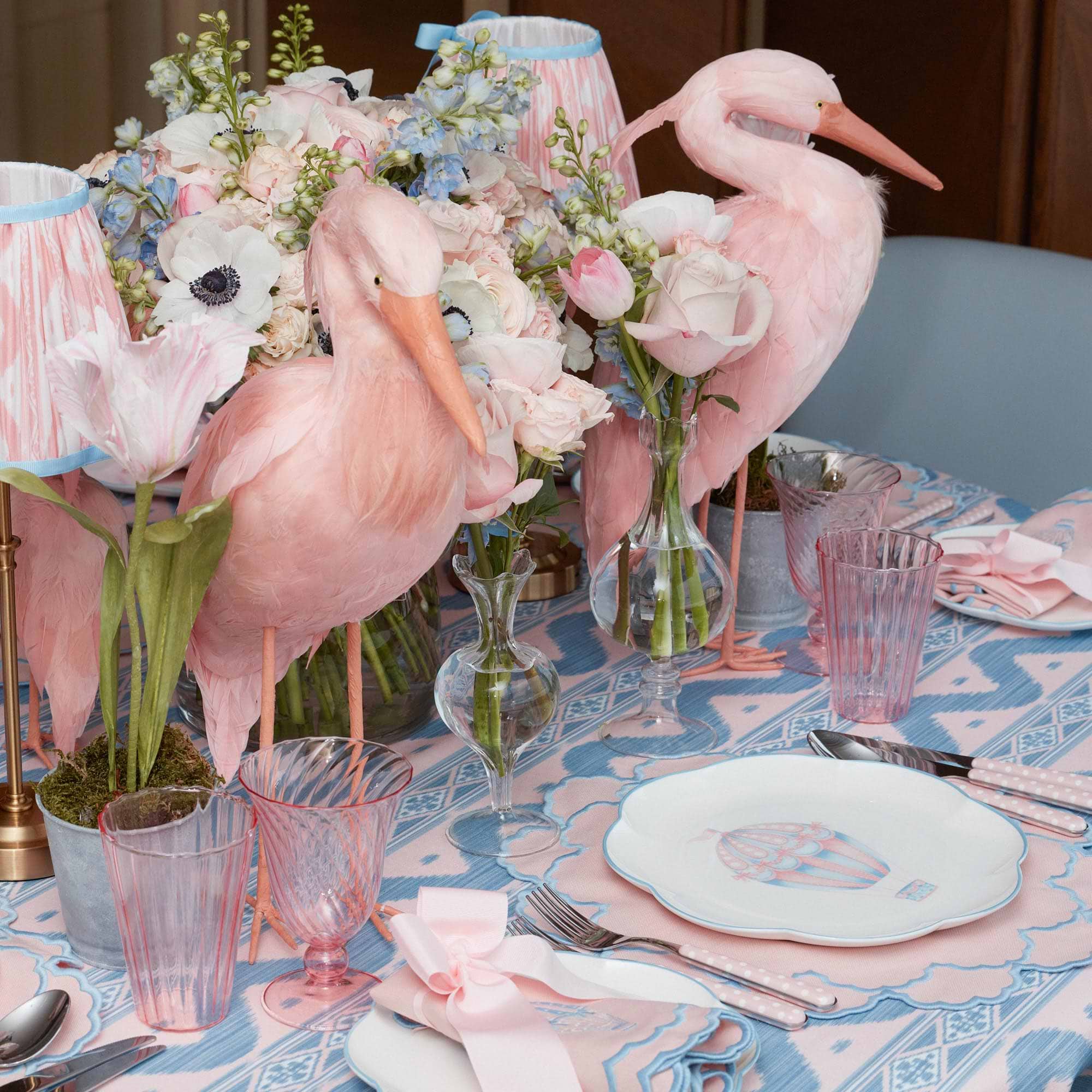 Pink & Blue Ikat Tablecloth