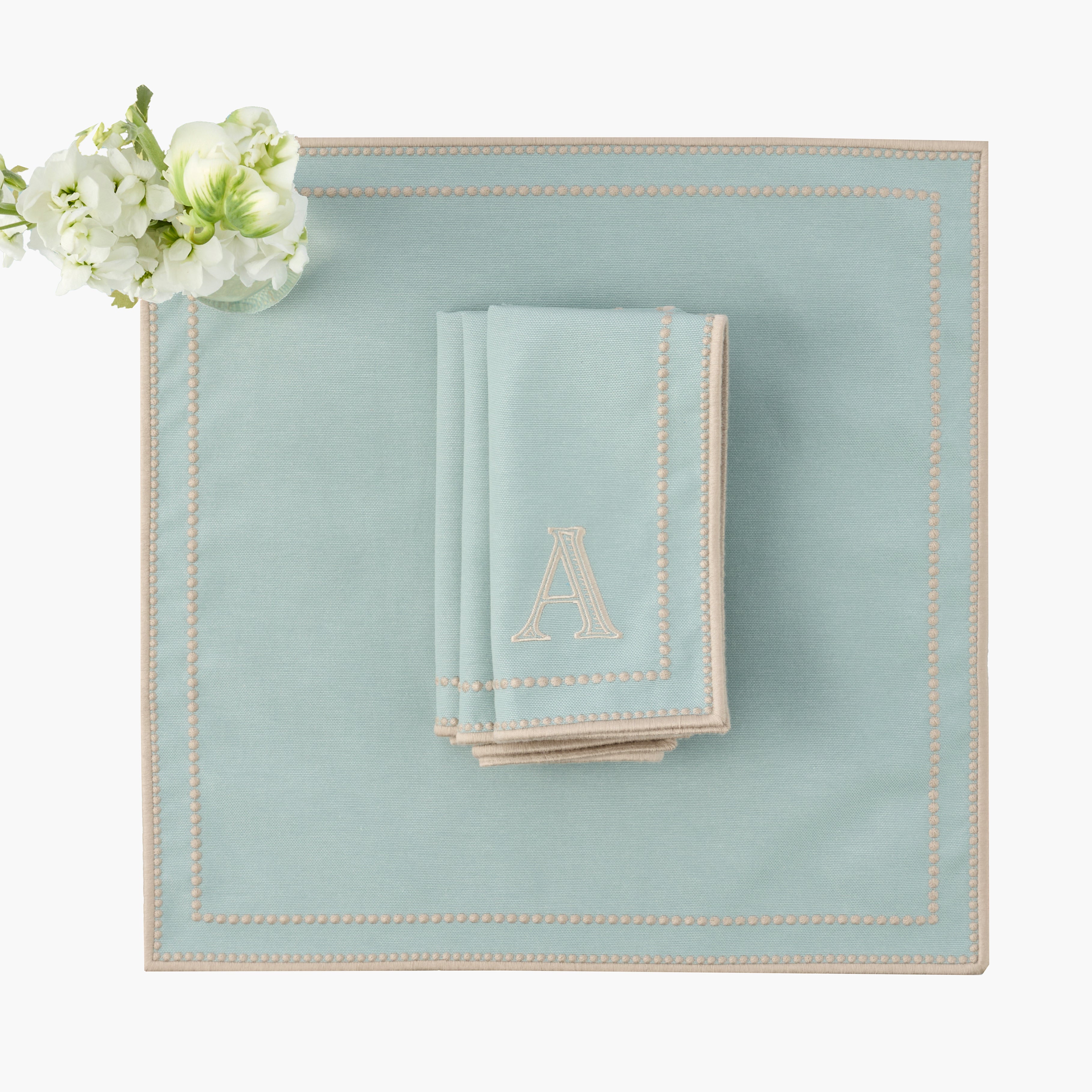 Duck-egg Blue & Sand Mariana Napkins (Set of 4)