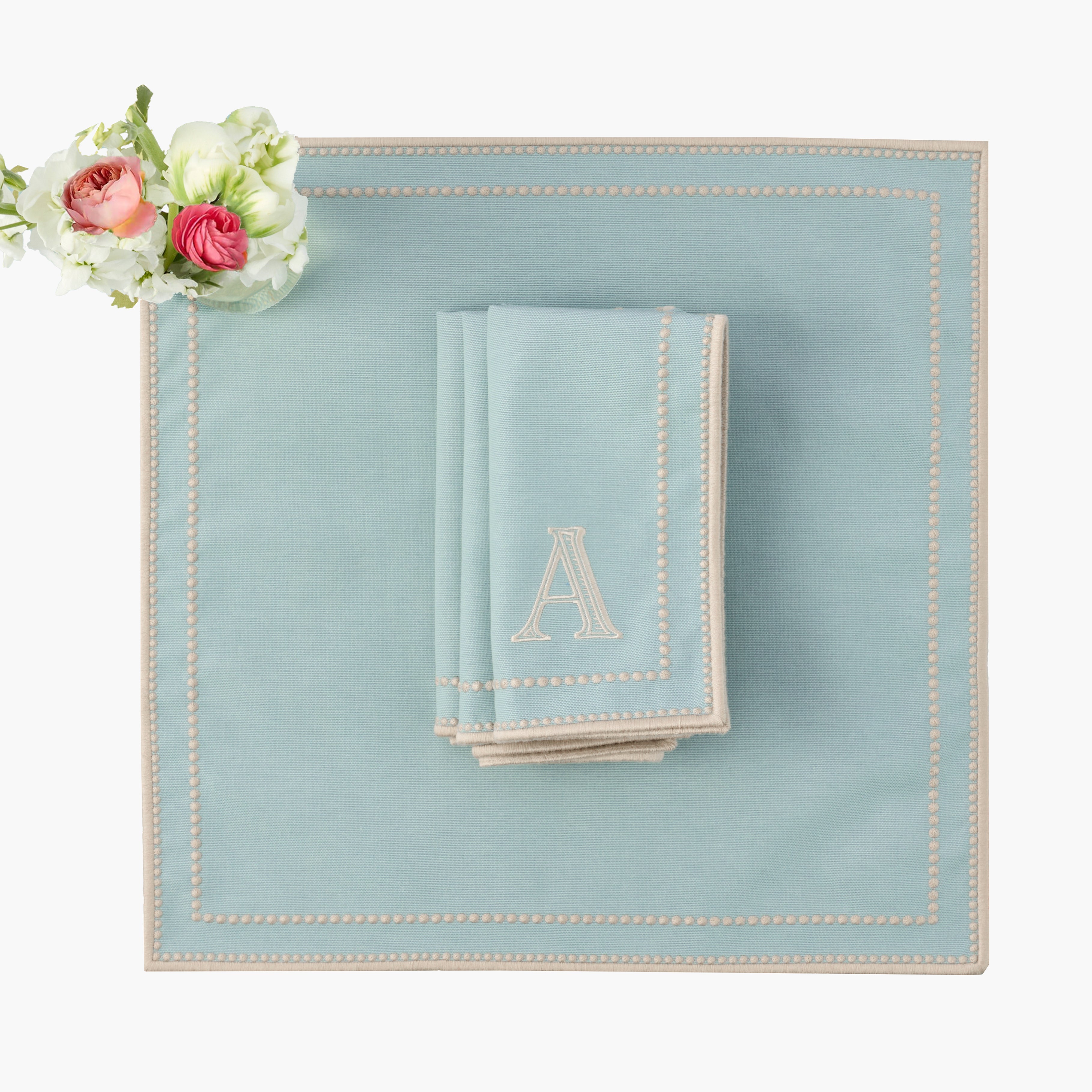 Duck-egg Blue & Sand Mariana Napkins (Set of 4)