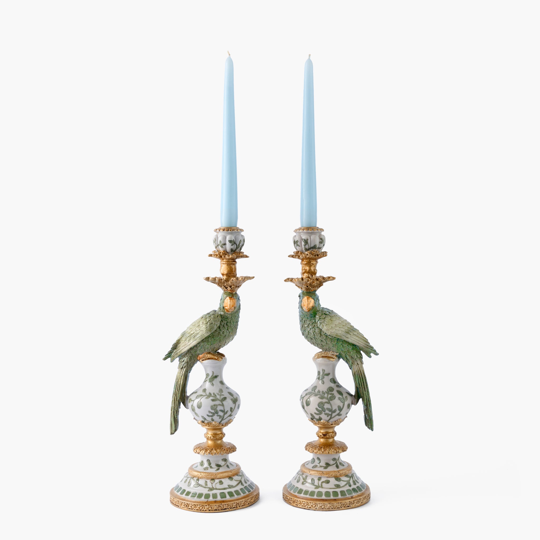 Olive Parrot Candle Holders (Pair)