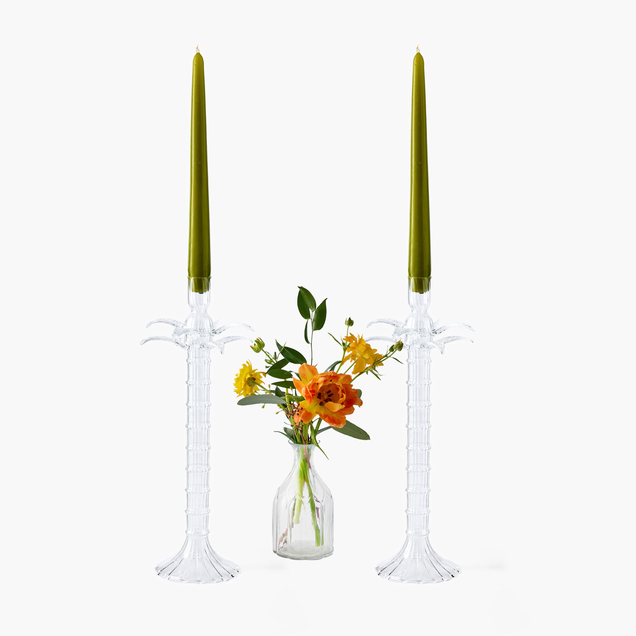 Palm Tree Glass Candle Holders (Pair)