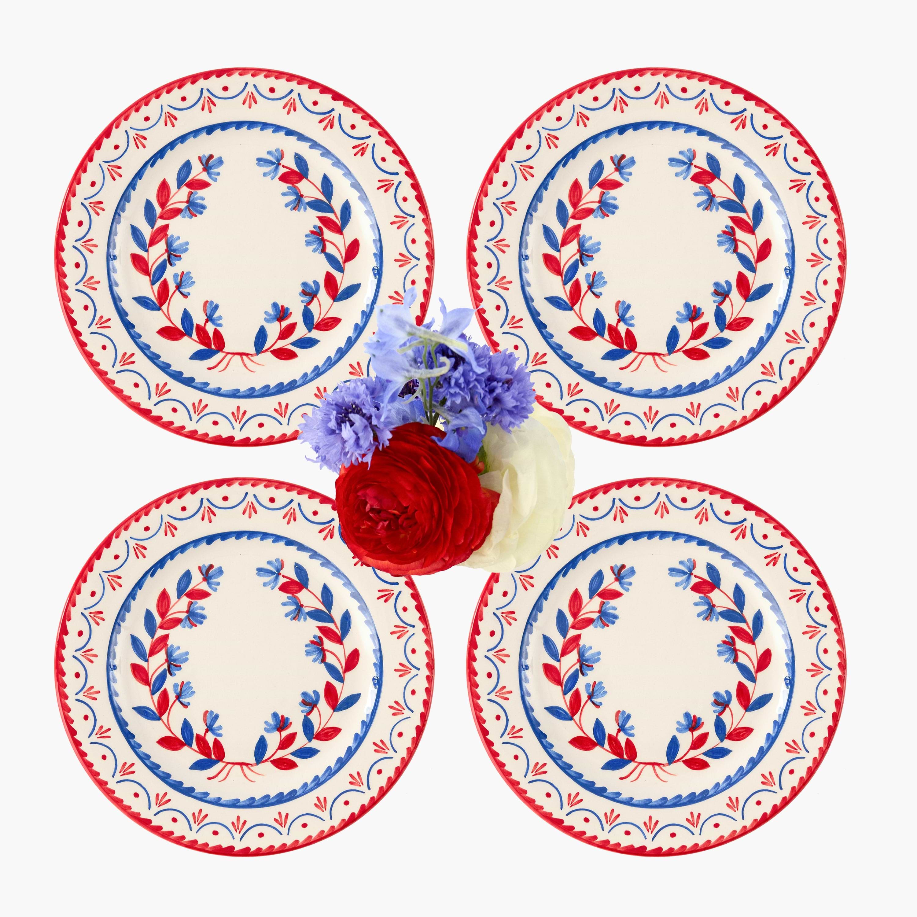 Blue & Red Josephine Starter Plate (Set of 4)