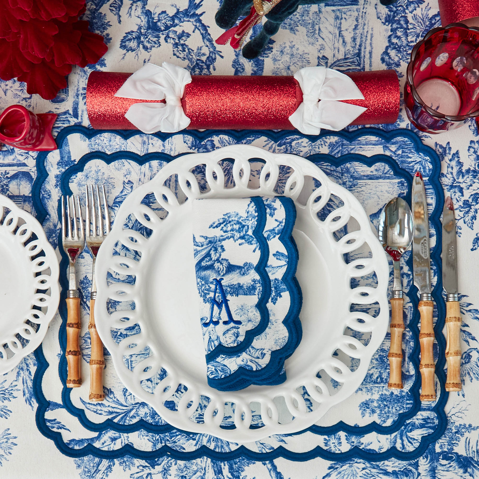 Isla Blue Toile Placemats & Napkins (Set of 4)