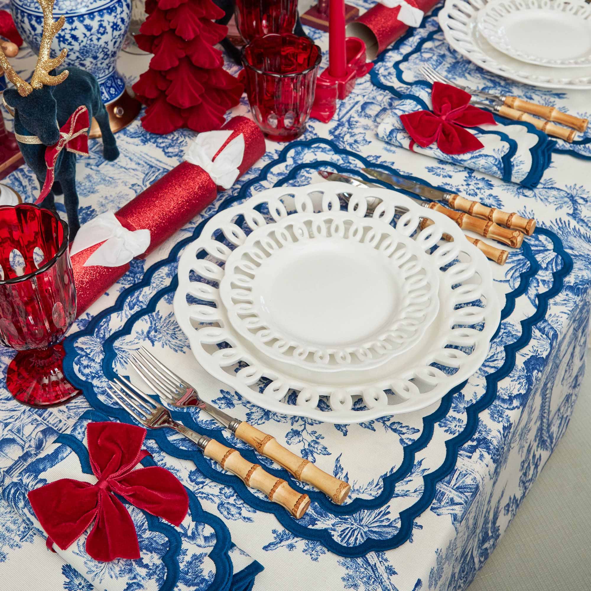 Blue Isla Toile Placemats (Set of 4)