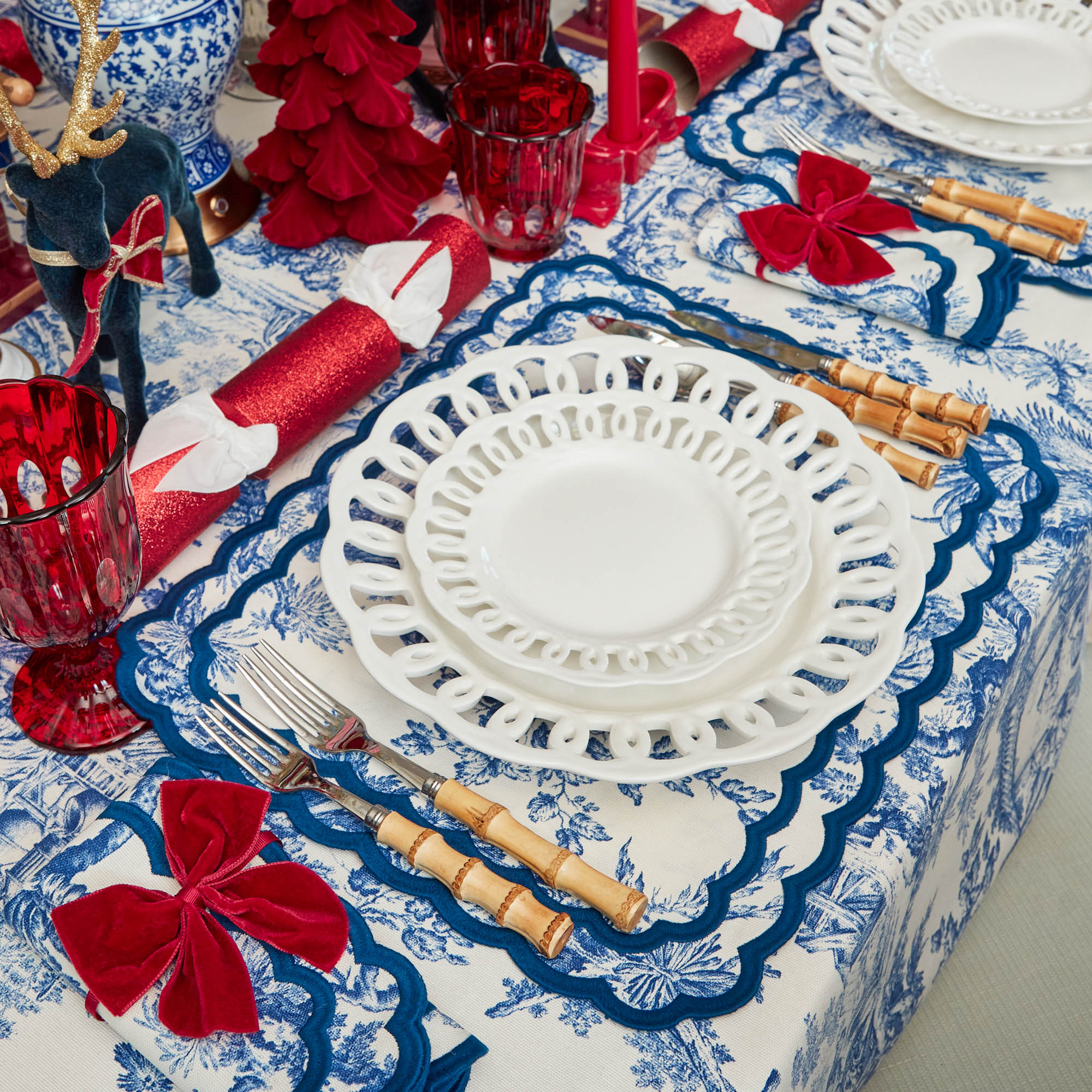 Blue Isla Toile Placemats (Set of 4)