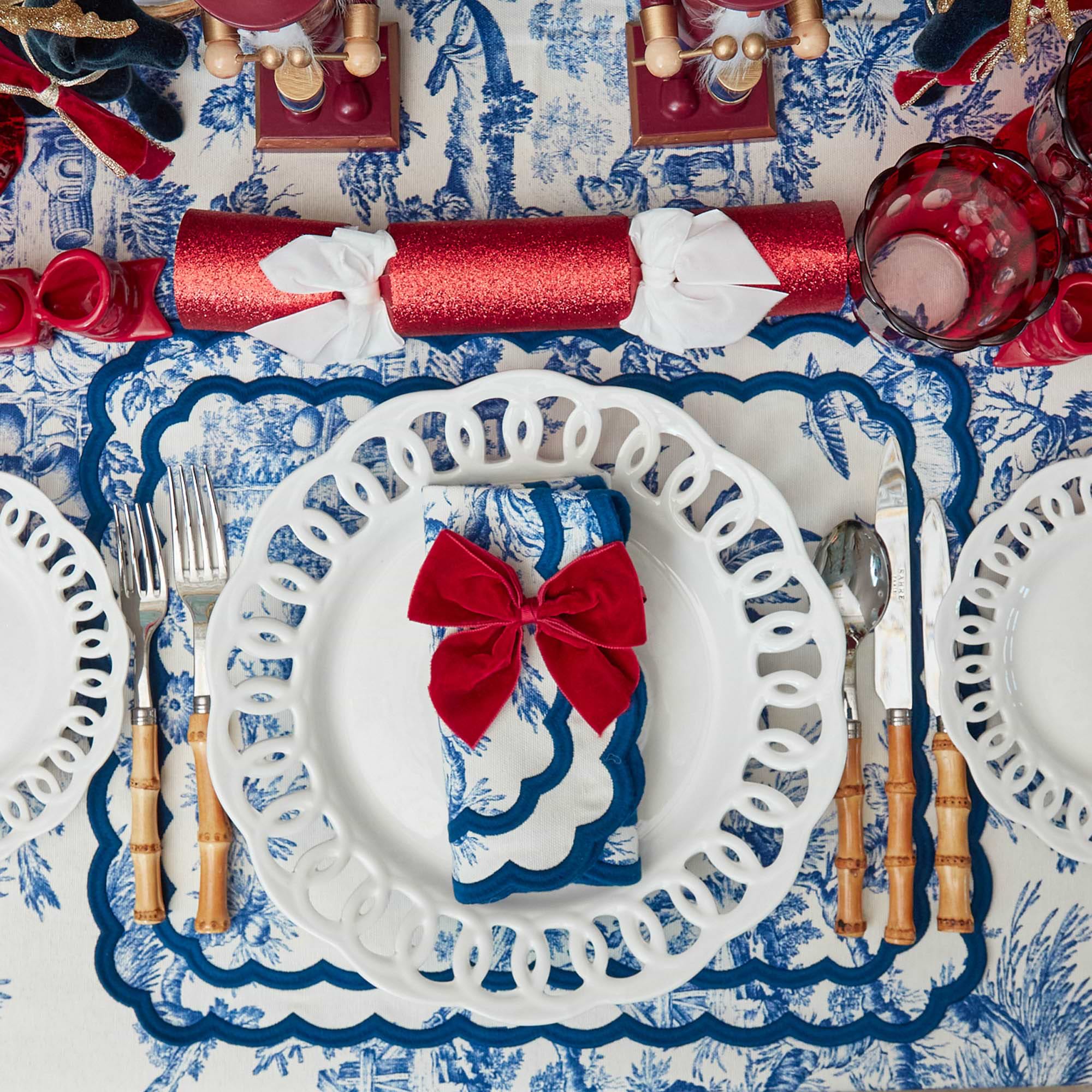 Isla Blue Toile Placemats & Napkins (Set of 4)