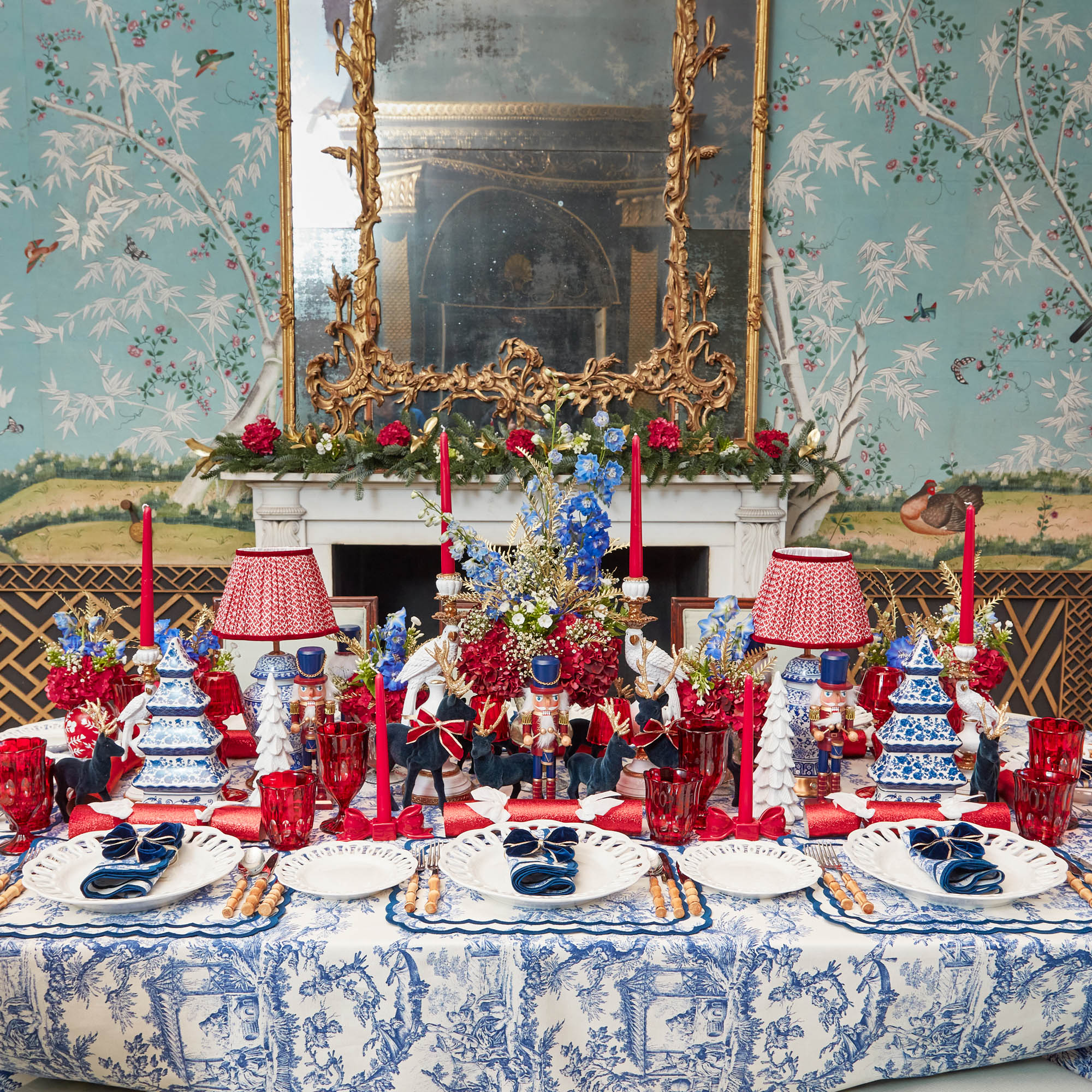 Isla Blue Toile Placemats & Napkins (Set of 4)