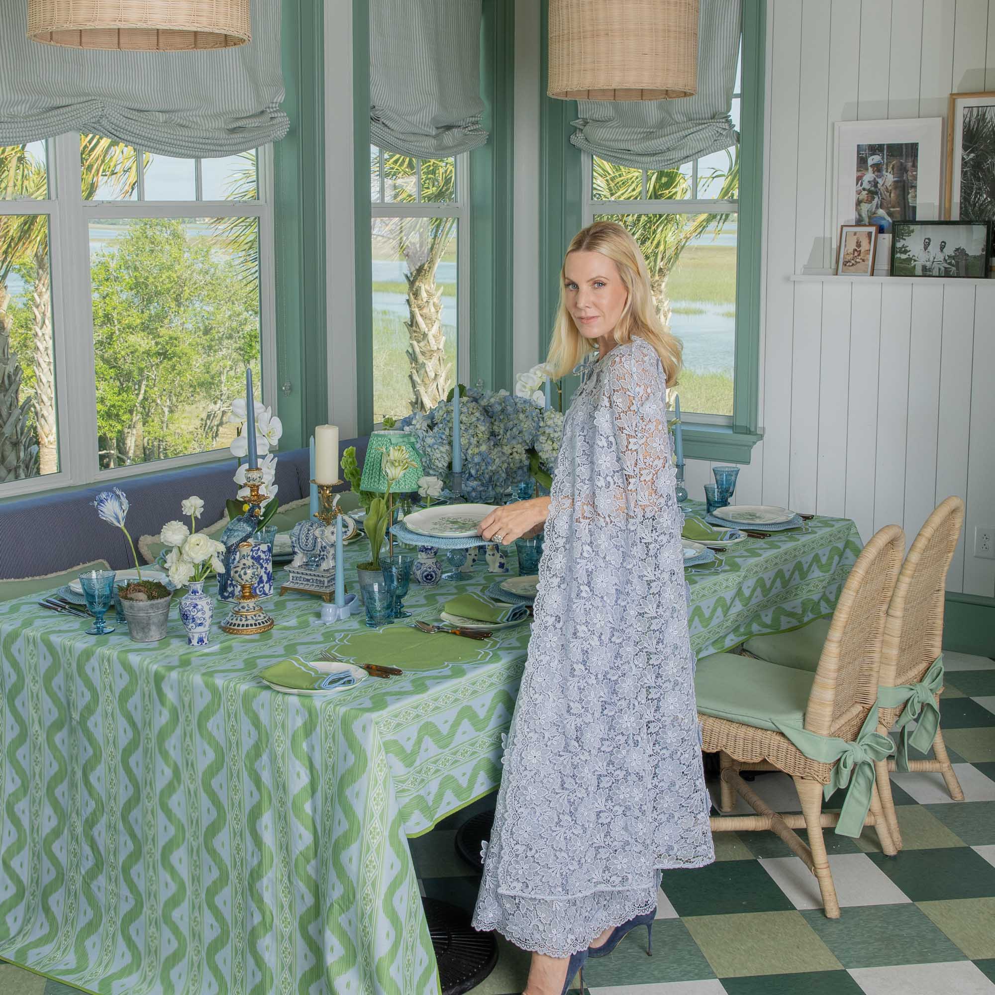 Fleur Green Placemats & Napkins (Set of 4)