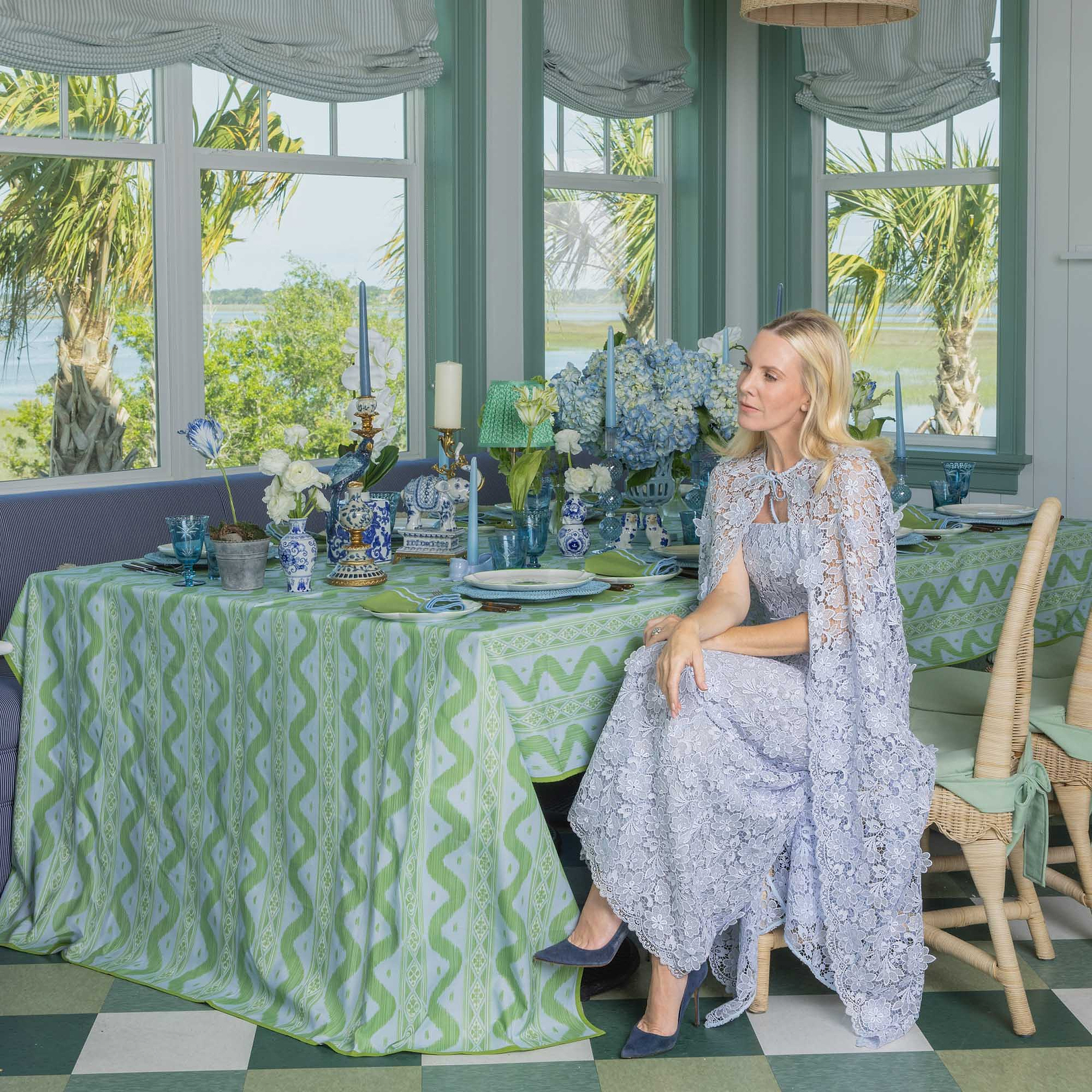 Blue Palm Glassware (Set of 8)