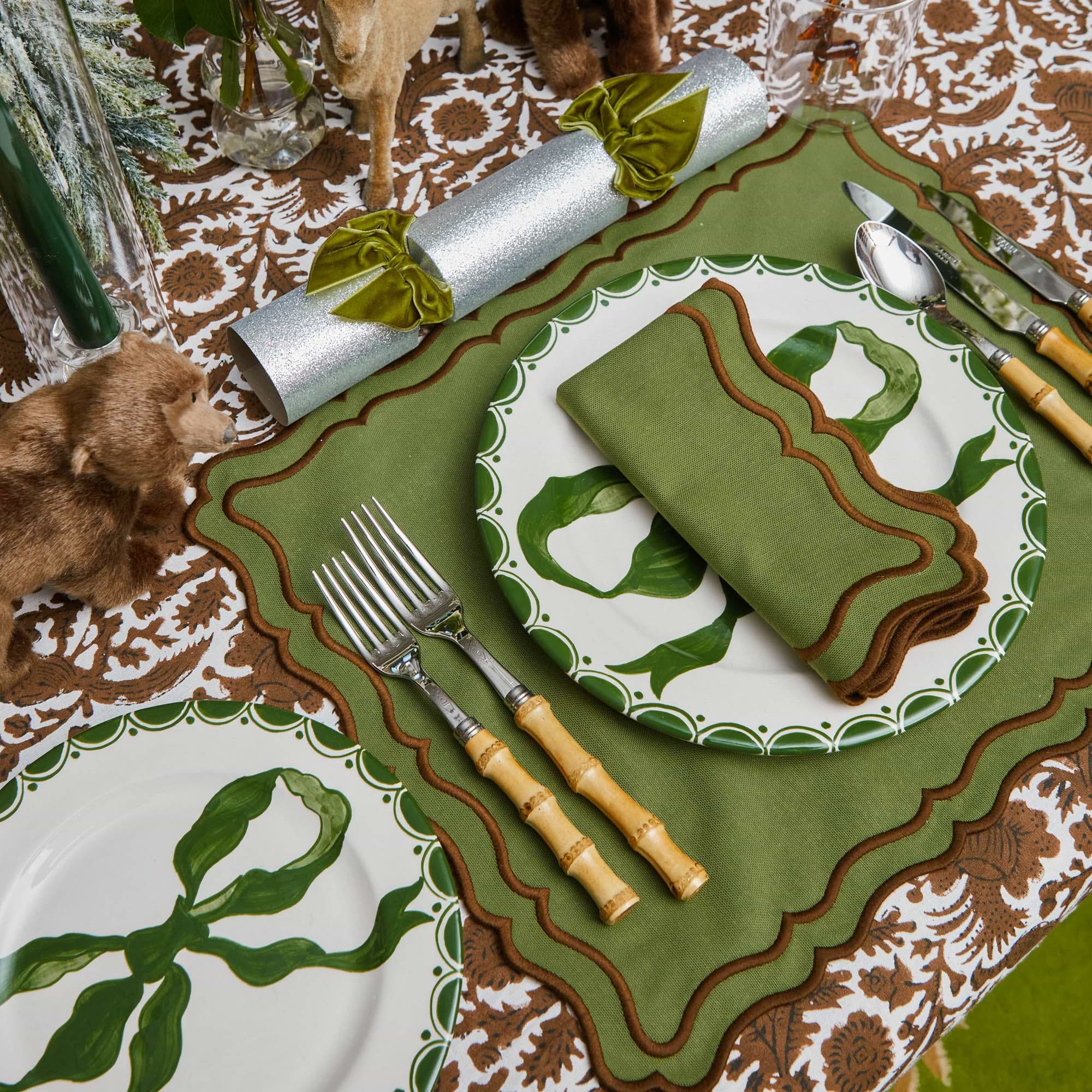 Katherine Green & Chocolate Napkins (Set of 4)