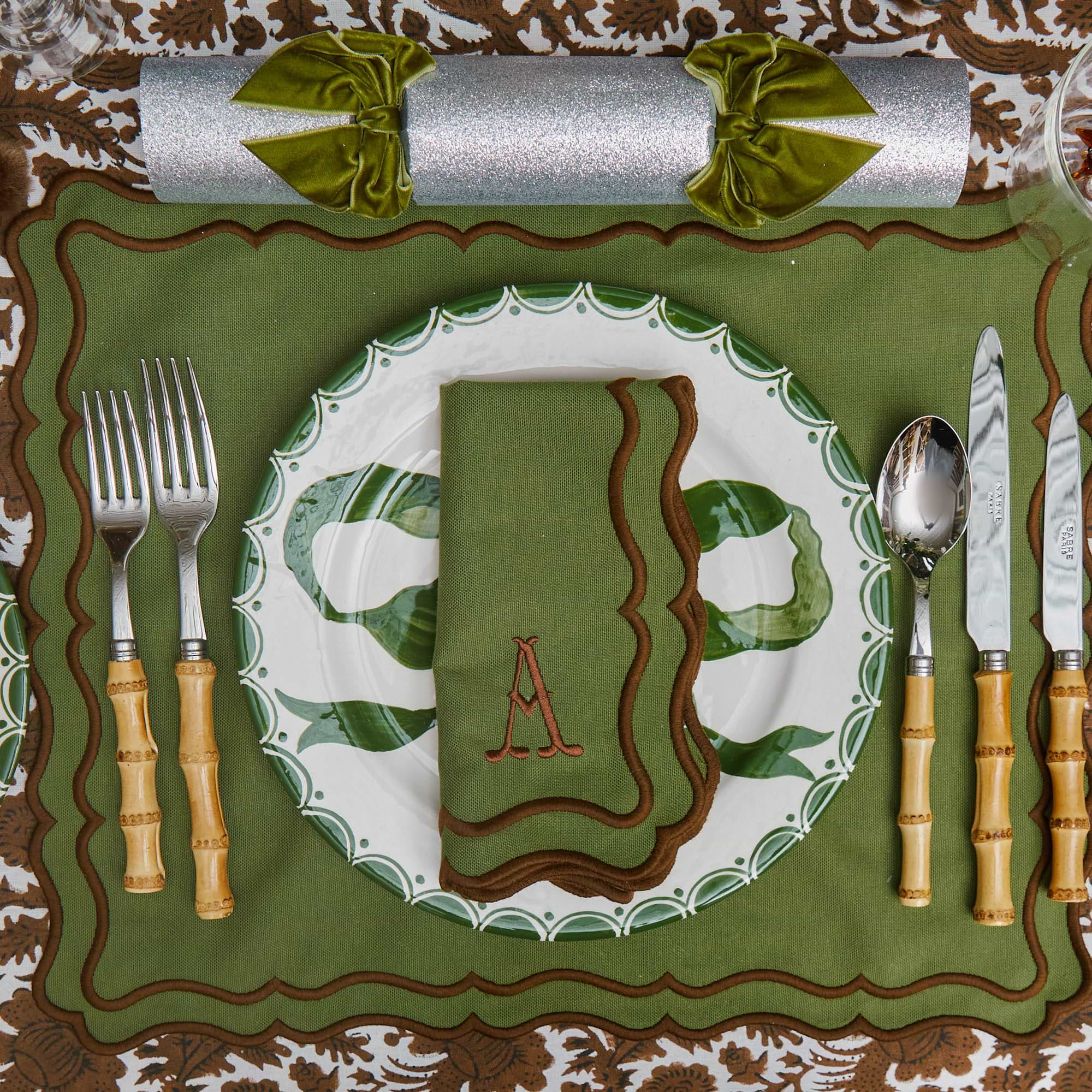 Katherine Green & Chocolate Napkins (Set of 4)
