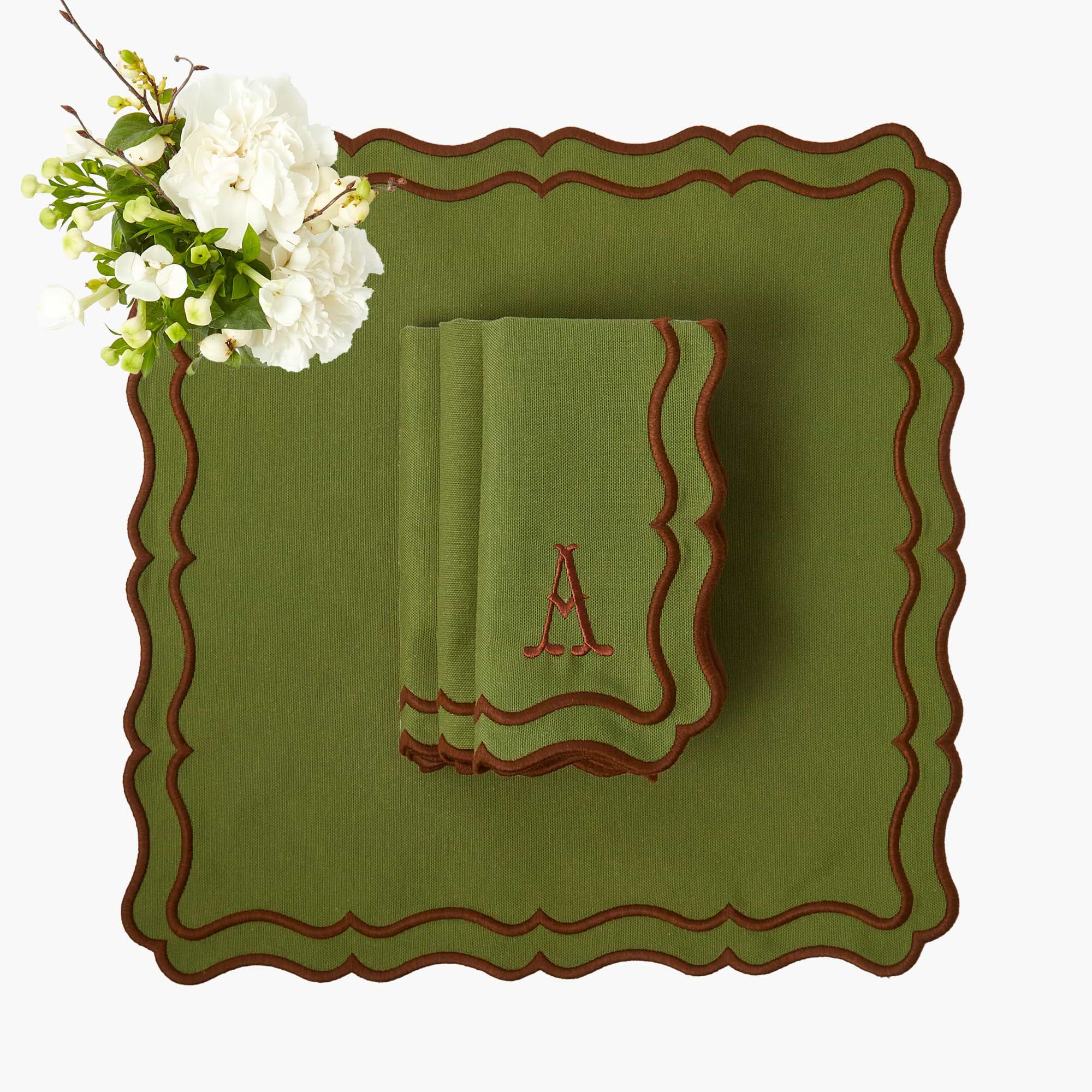 Katherine Green & Chocolate Napkins (Set of 4)
