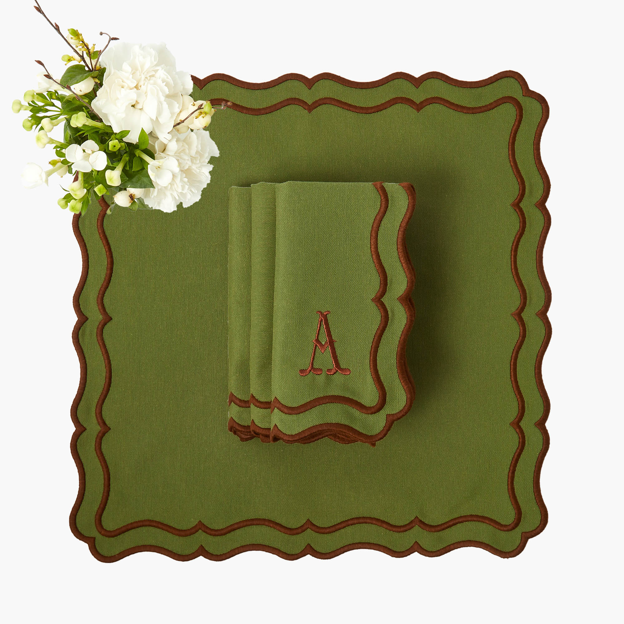 Katherine Green & Chocolate Napkins (Set of 4)