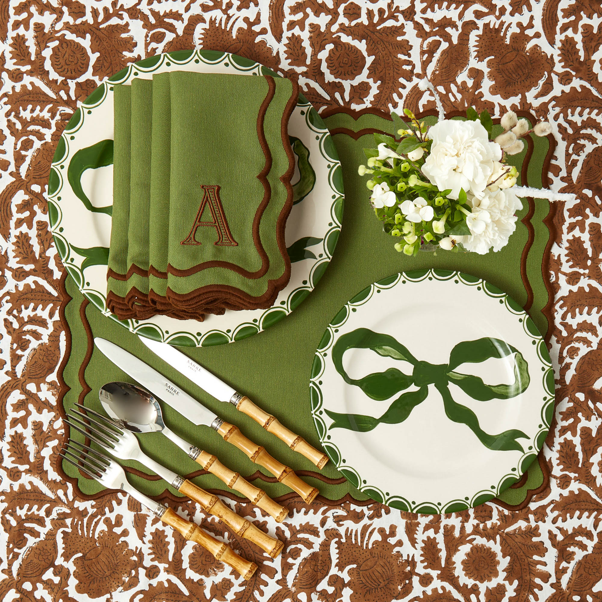 Katherine Green & Chocolate Napkins (Set of 4)
