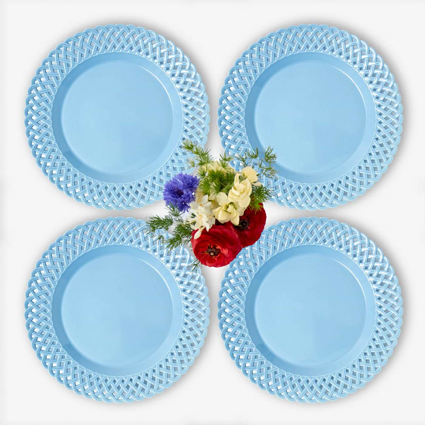 Blue Basketweave Dinner Plates (Set of 4)