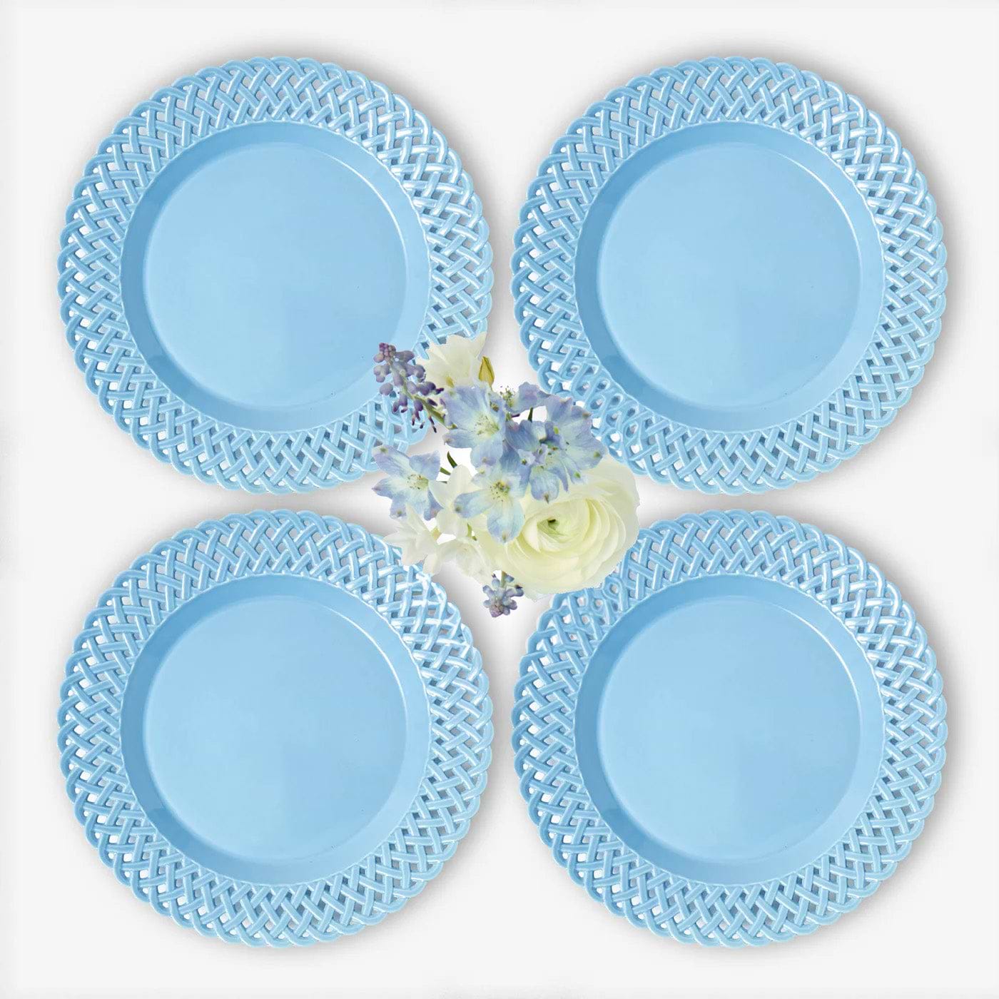 Blue Basketweave Dinner Plates (Set of 4)
