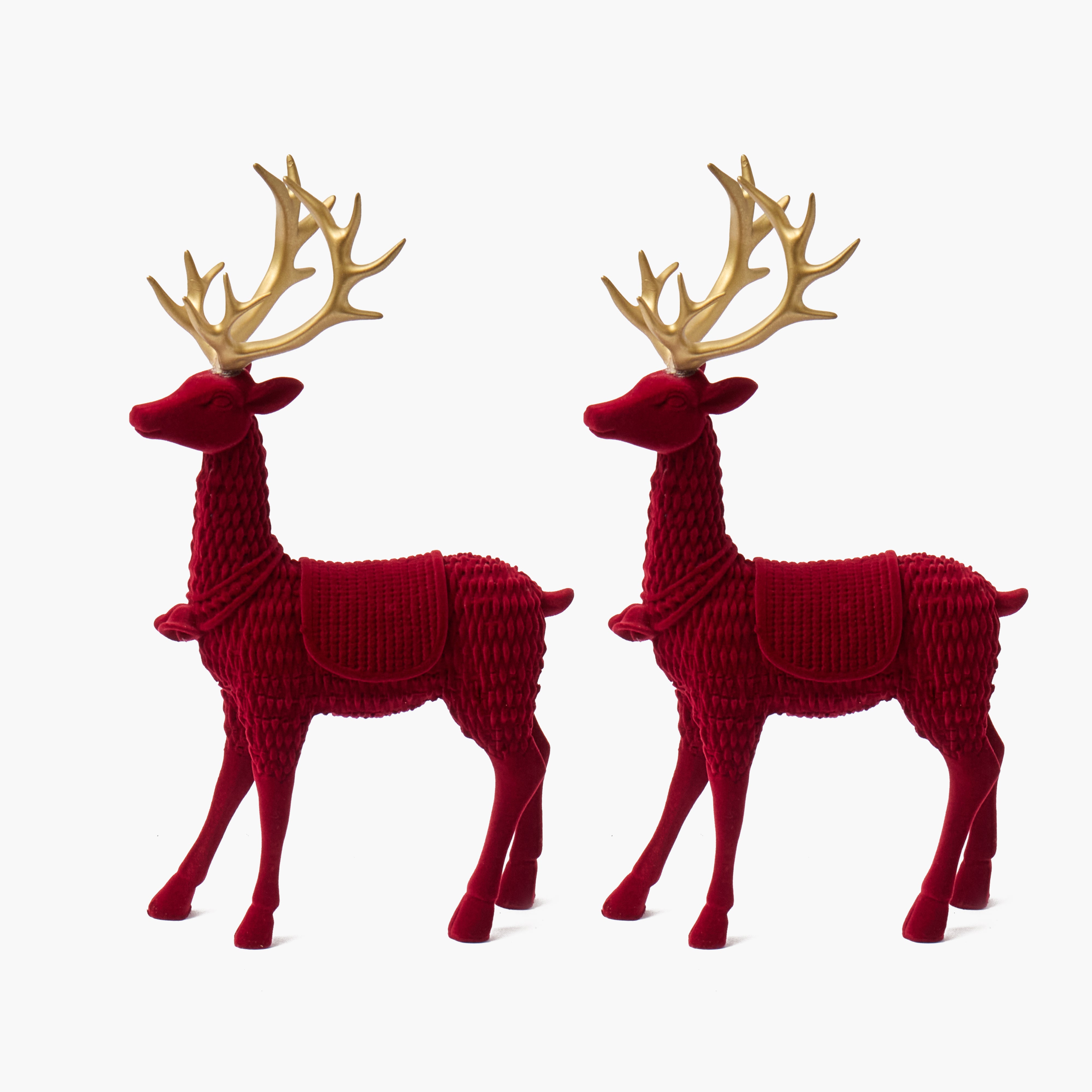 Burgundy Basketweave Reindeer (Pair)