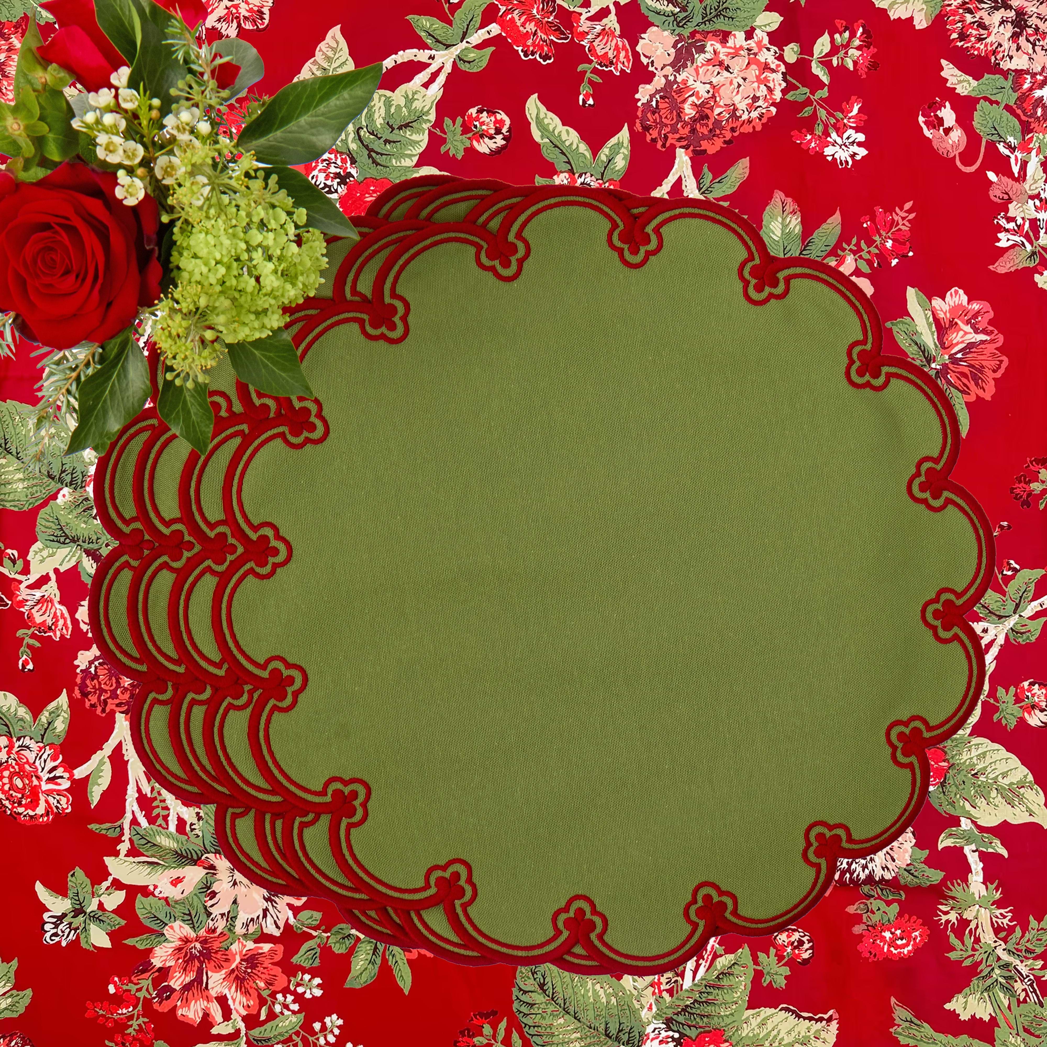Green & Red Delilah Placemats (Set of 4)