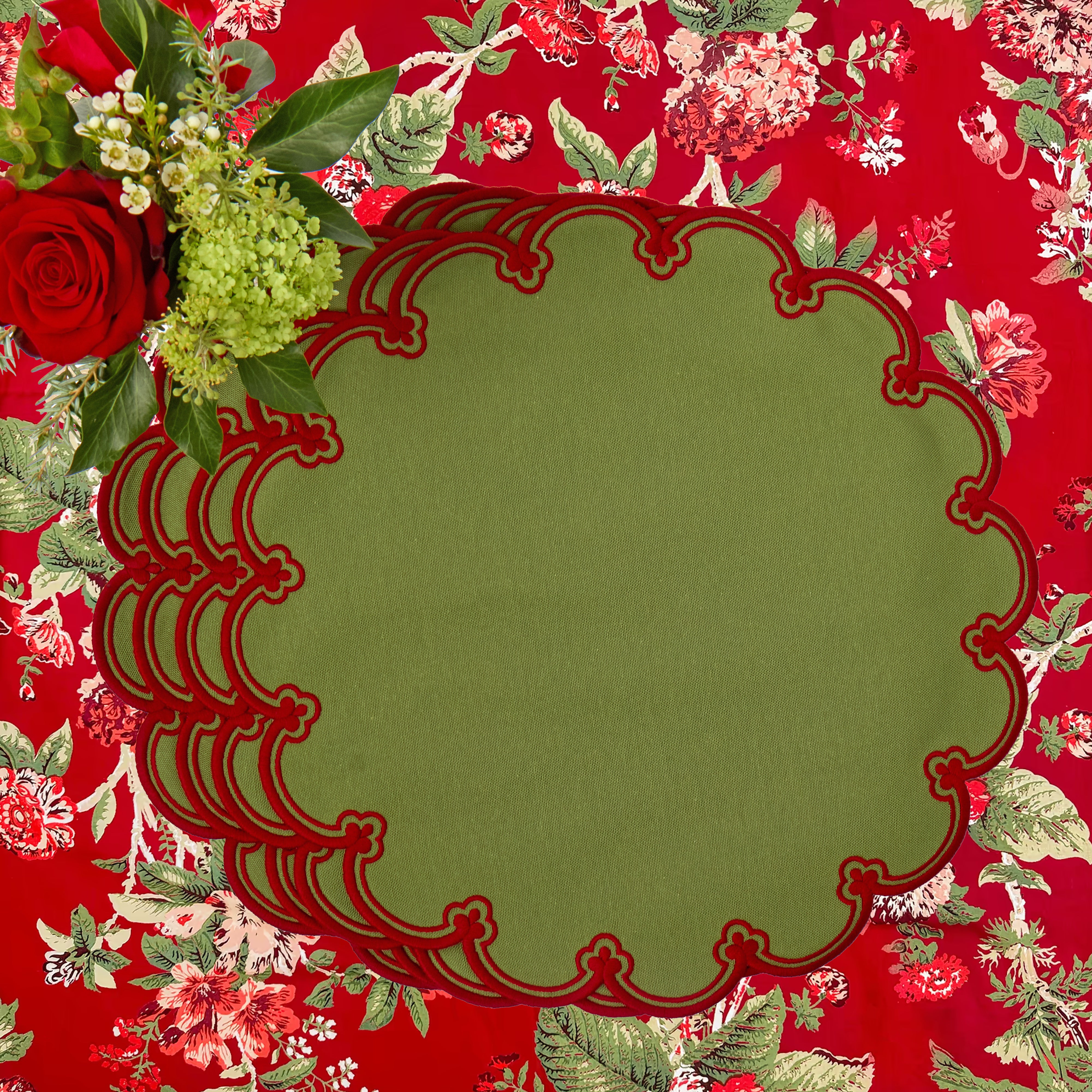 Green & Red Delilah Placemats (Set of 4)