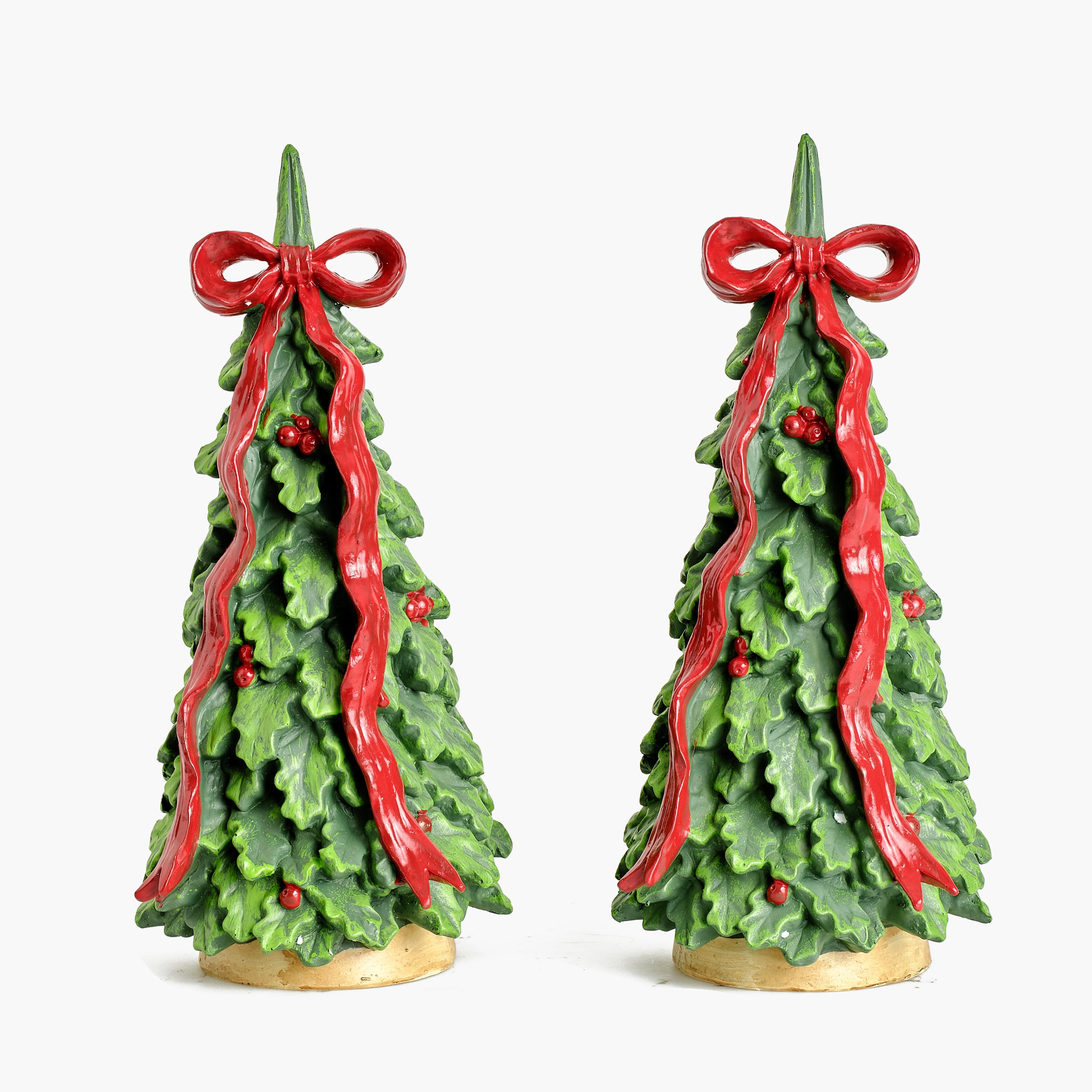 Christmas Tree with Red Bow (Pair) - 30cm