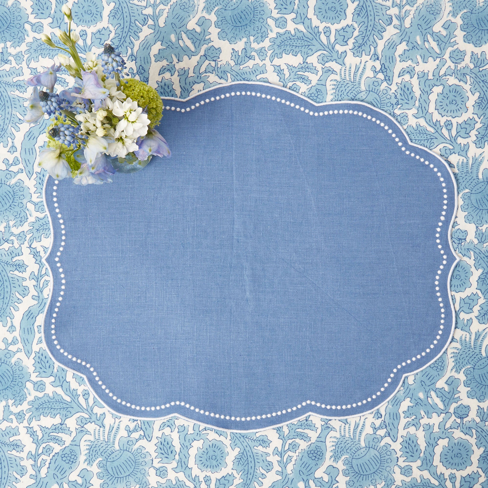 Eloise Blue Linen Placemats (Set of 4)