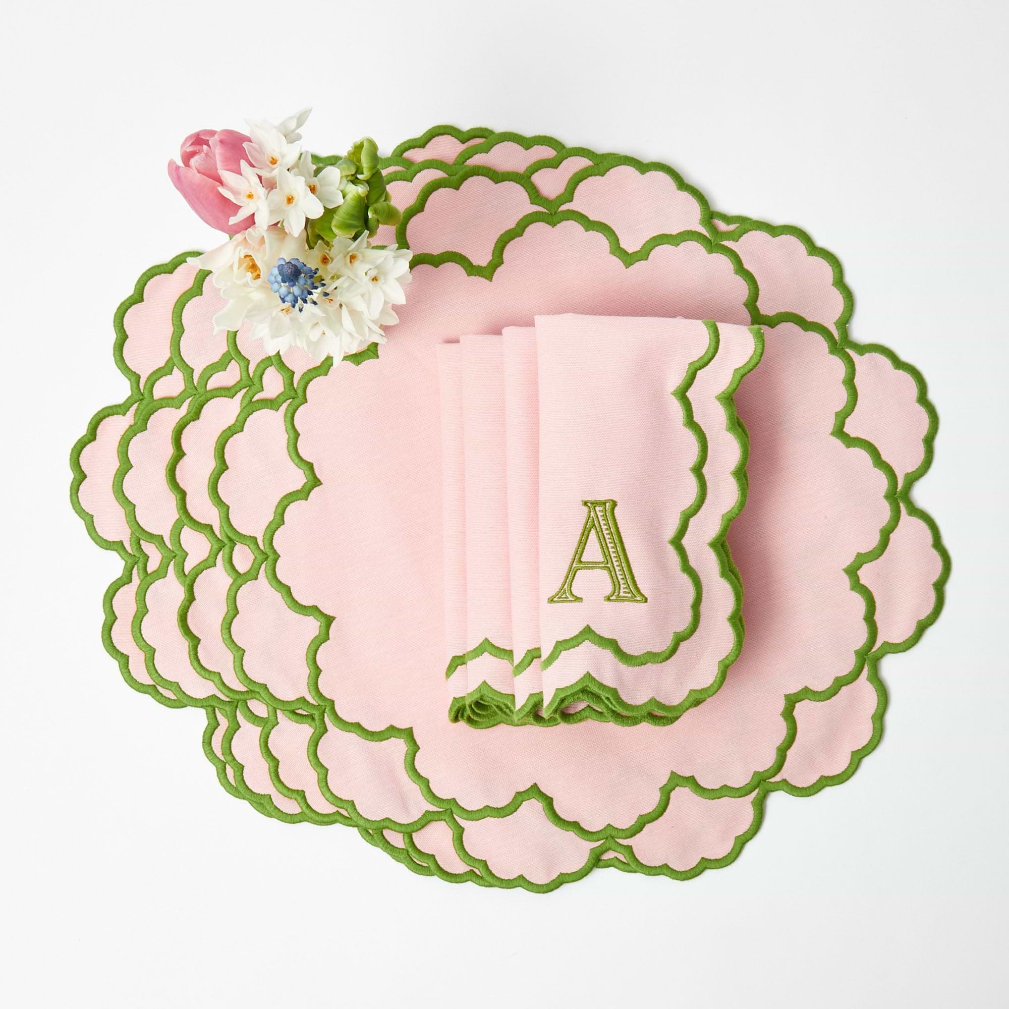 Pink & Green Lily Placemats & Napkins (Set of 4)