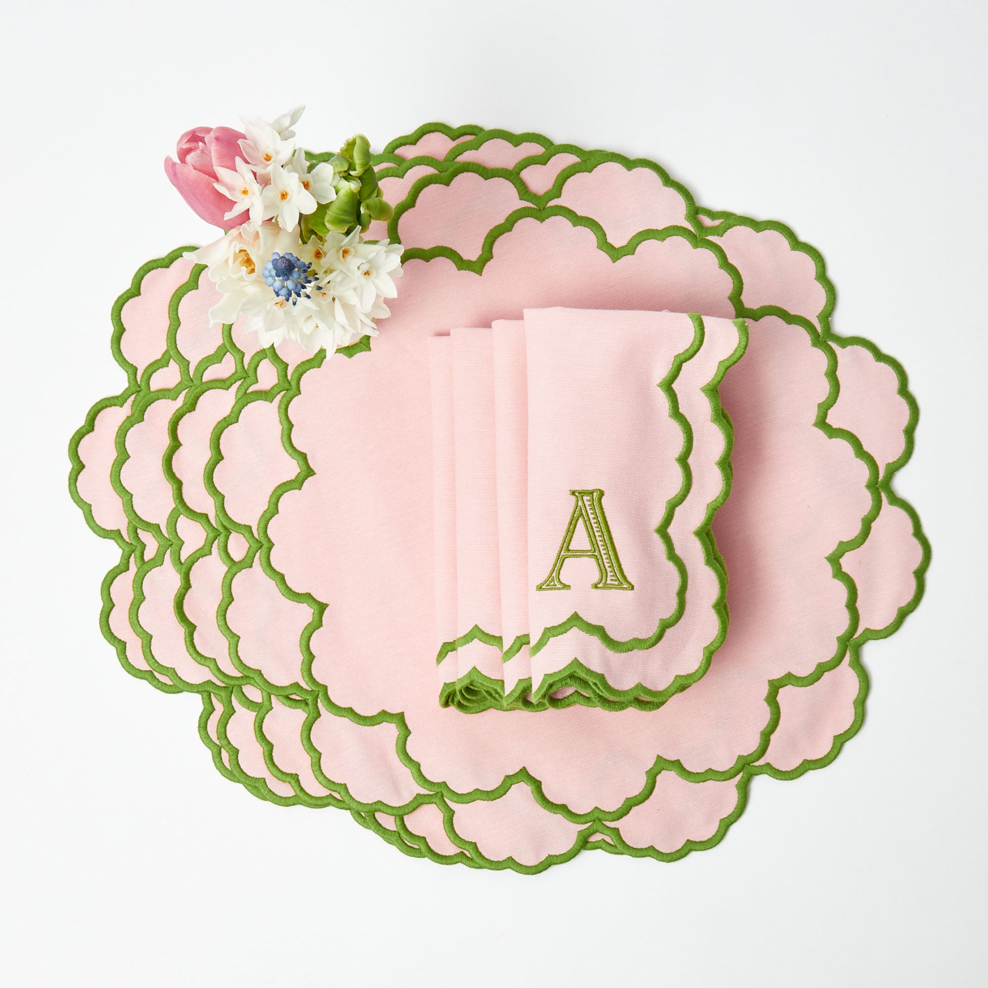 Pink & Green Lily Placemats & Napkins (Set of 4)