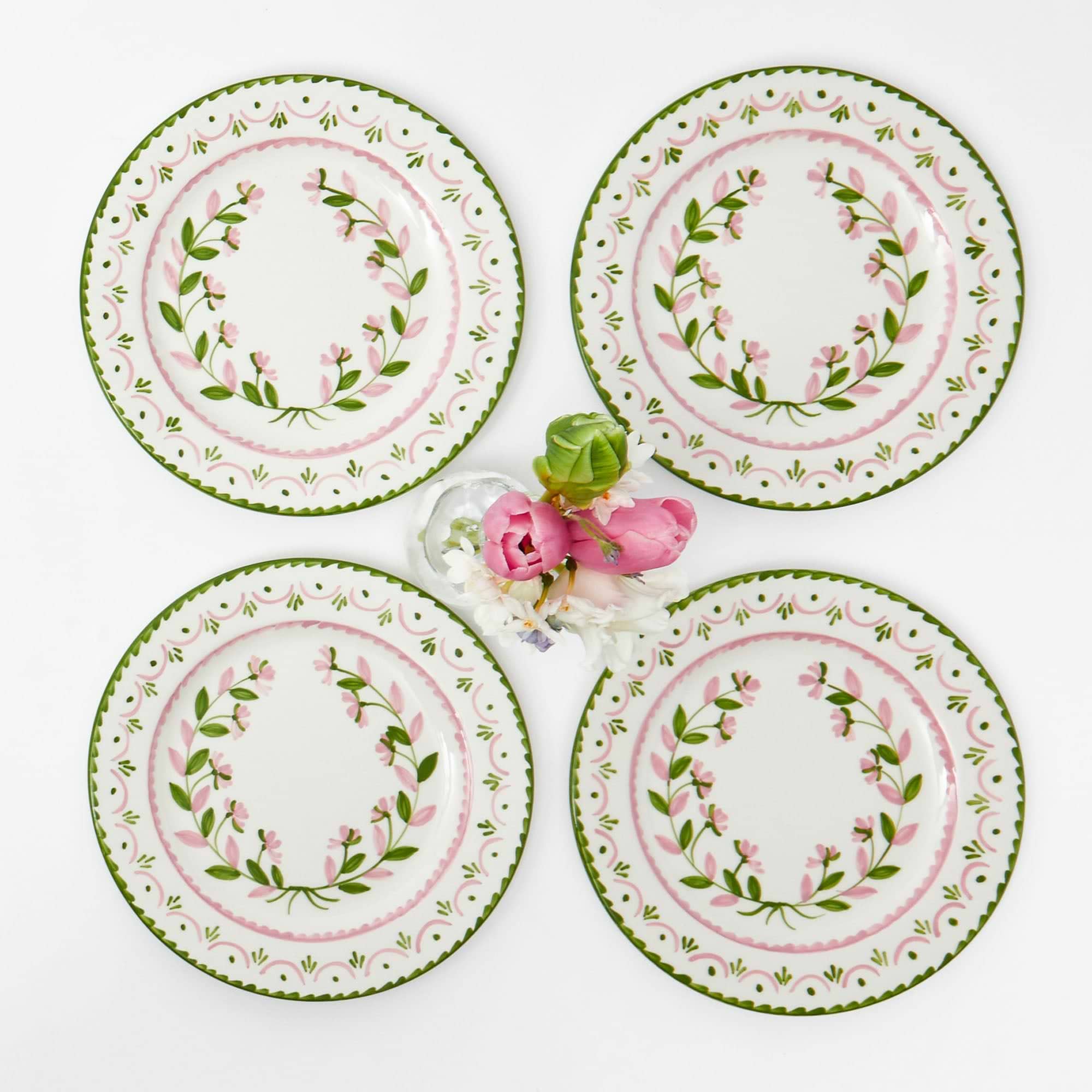 Green & Pink Josephine Garland Starter Plates (Set of 4)