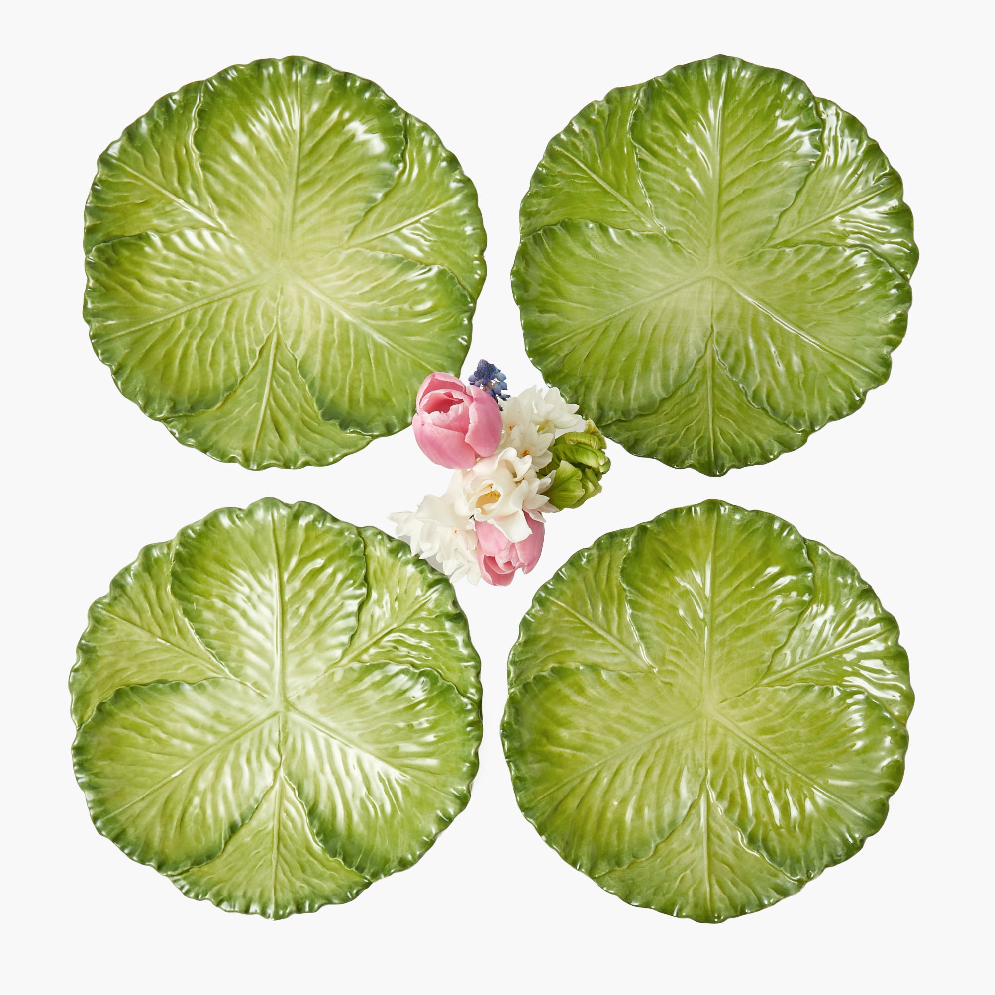 Green Serena Cabbage Dinner Plates (Set of 4)