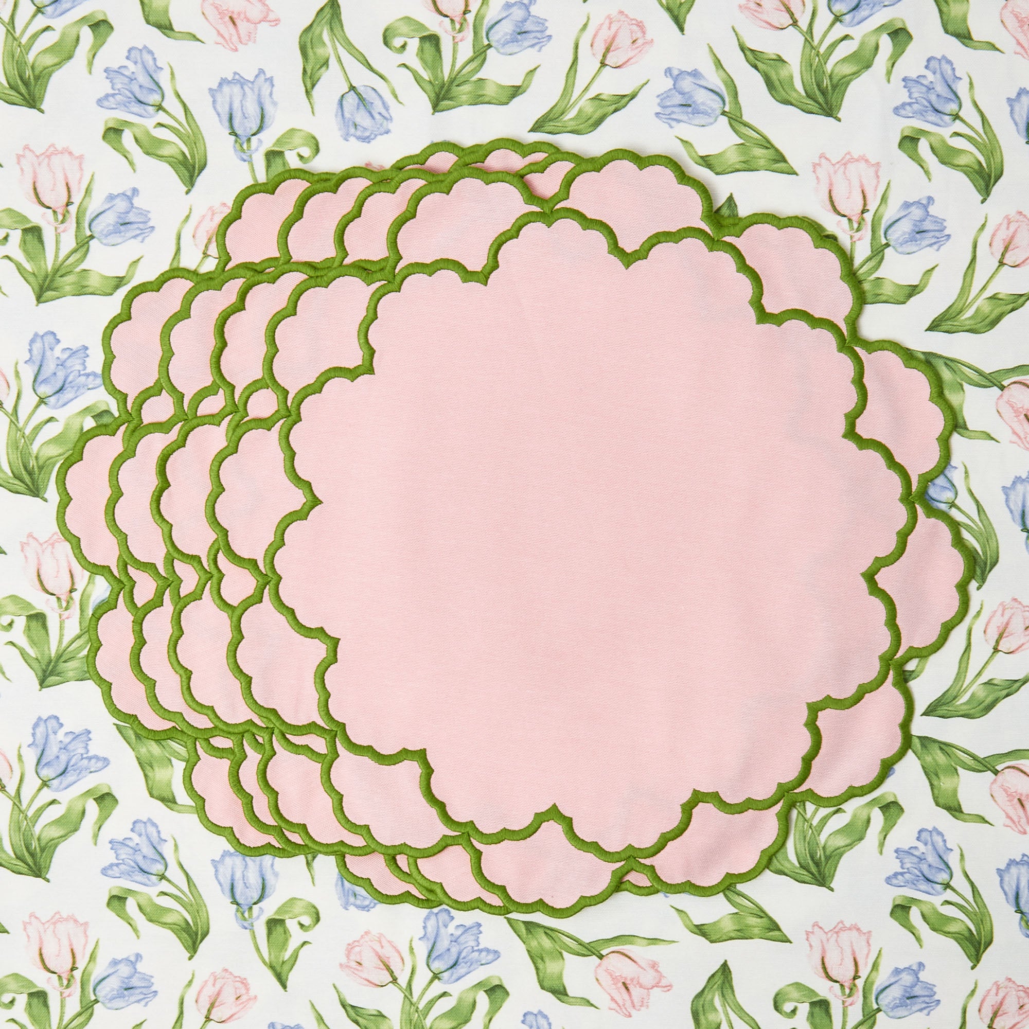 Pink & Green Lily Placemats & Napkins (Set of 4)