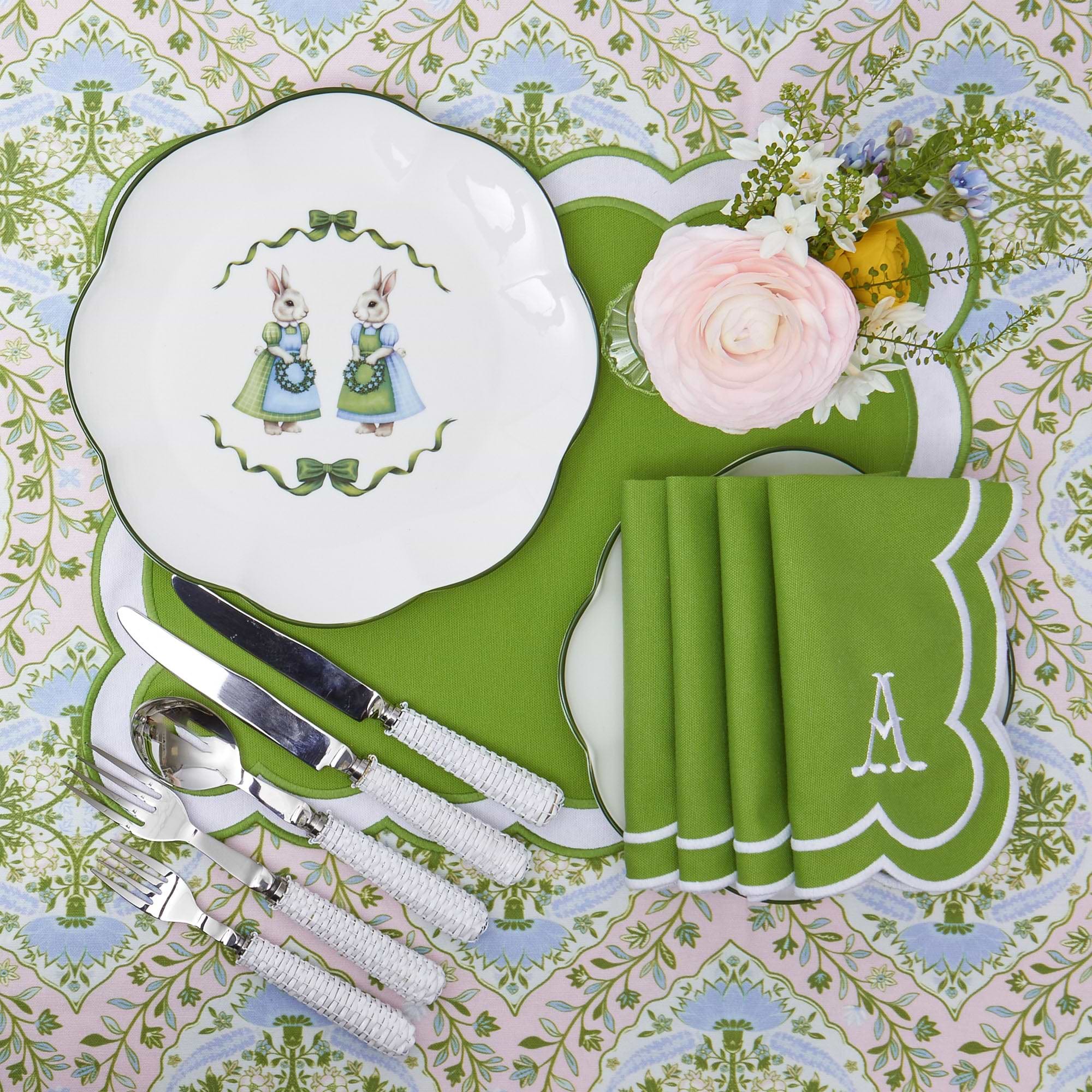 Green Serena Appliqué Placemats (Set of 4)