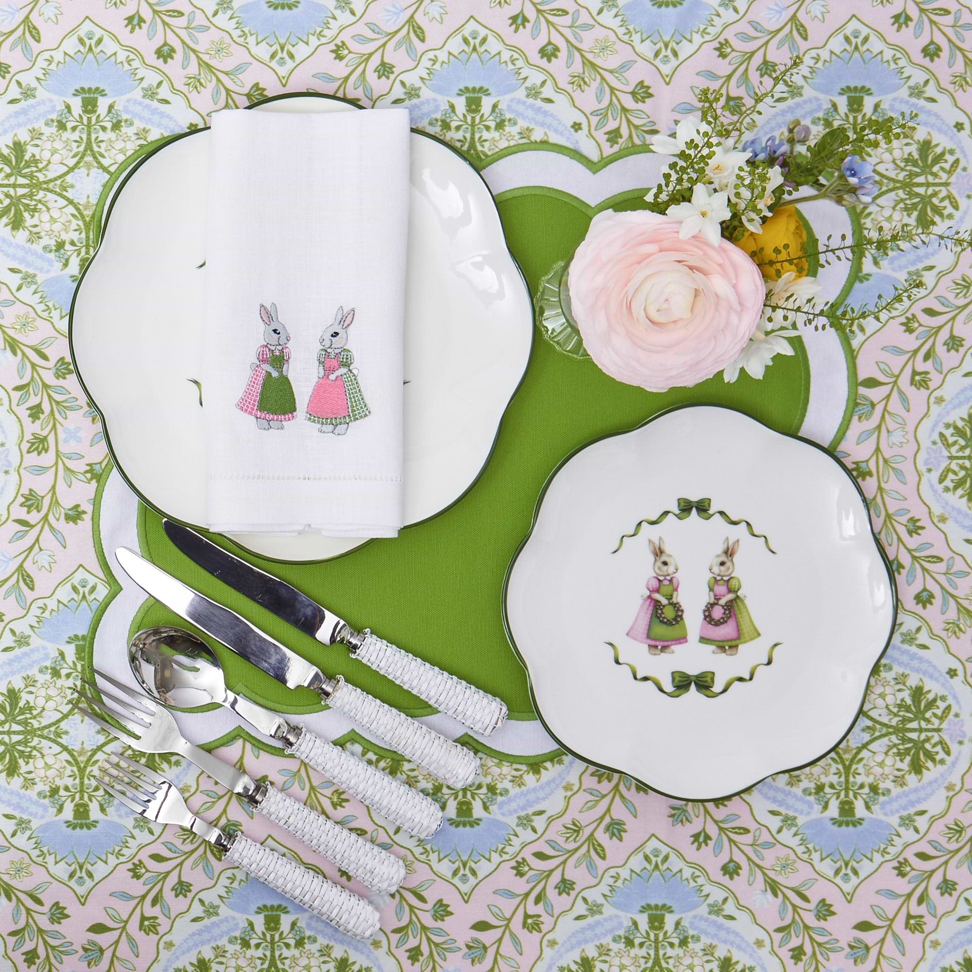 Green Serena Appliqué Placemats (Set of 4)
