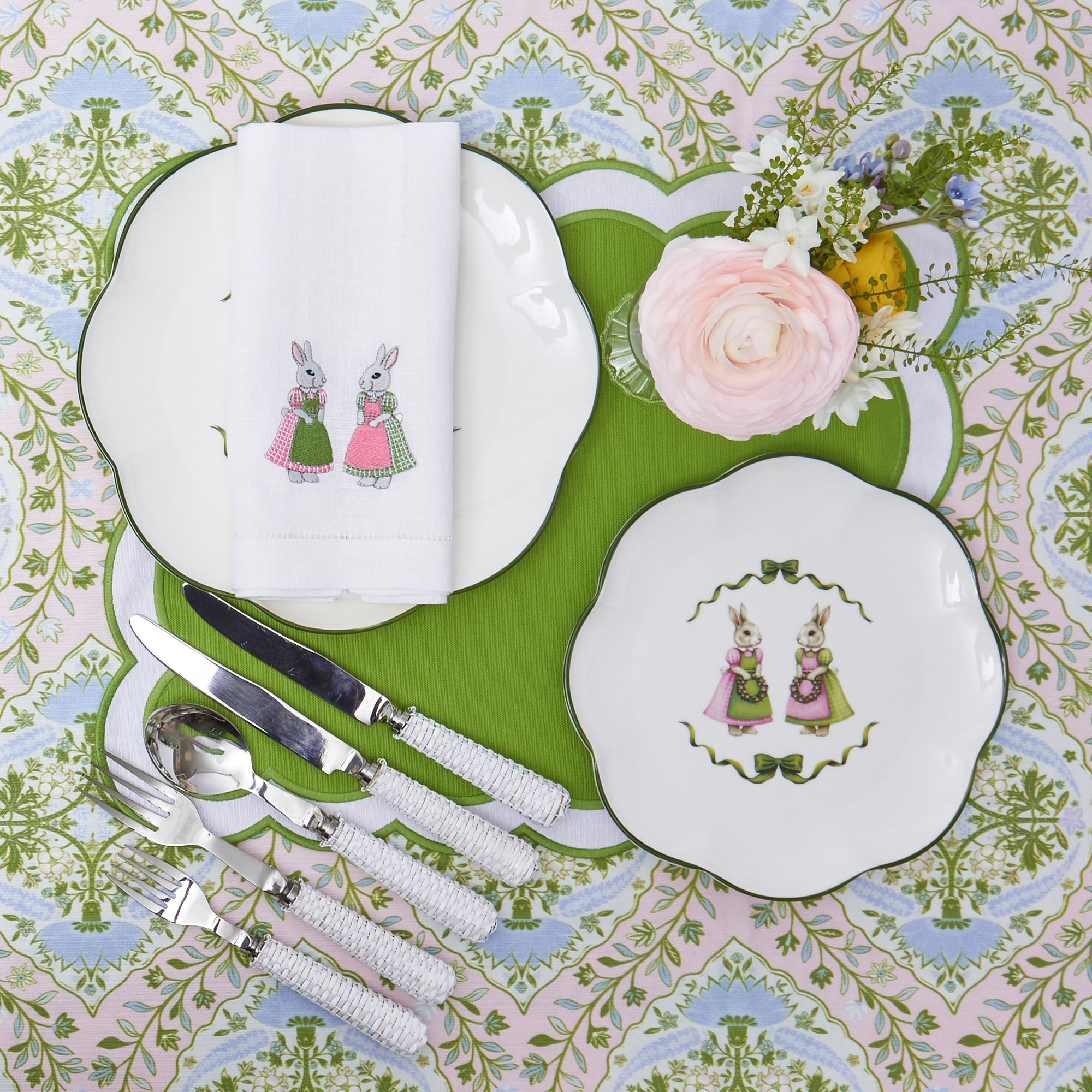 Green Serena Appliqué Placemats (Set of 4)