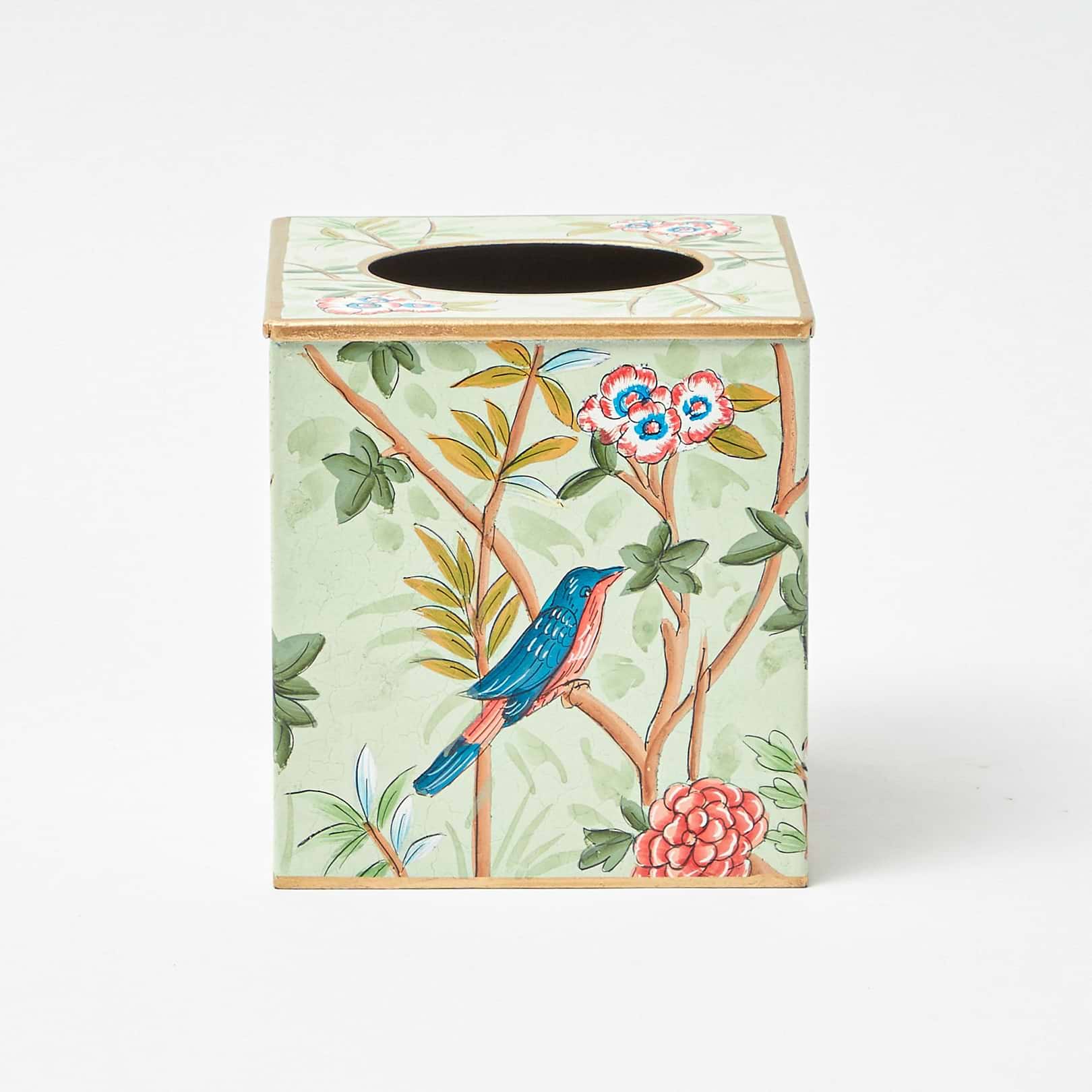 Green Chinoiserie Tole Tissue Box