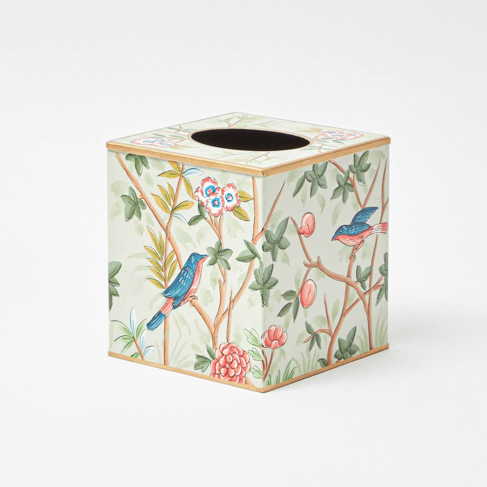 Green Chinoiserie Tole Tissue Box