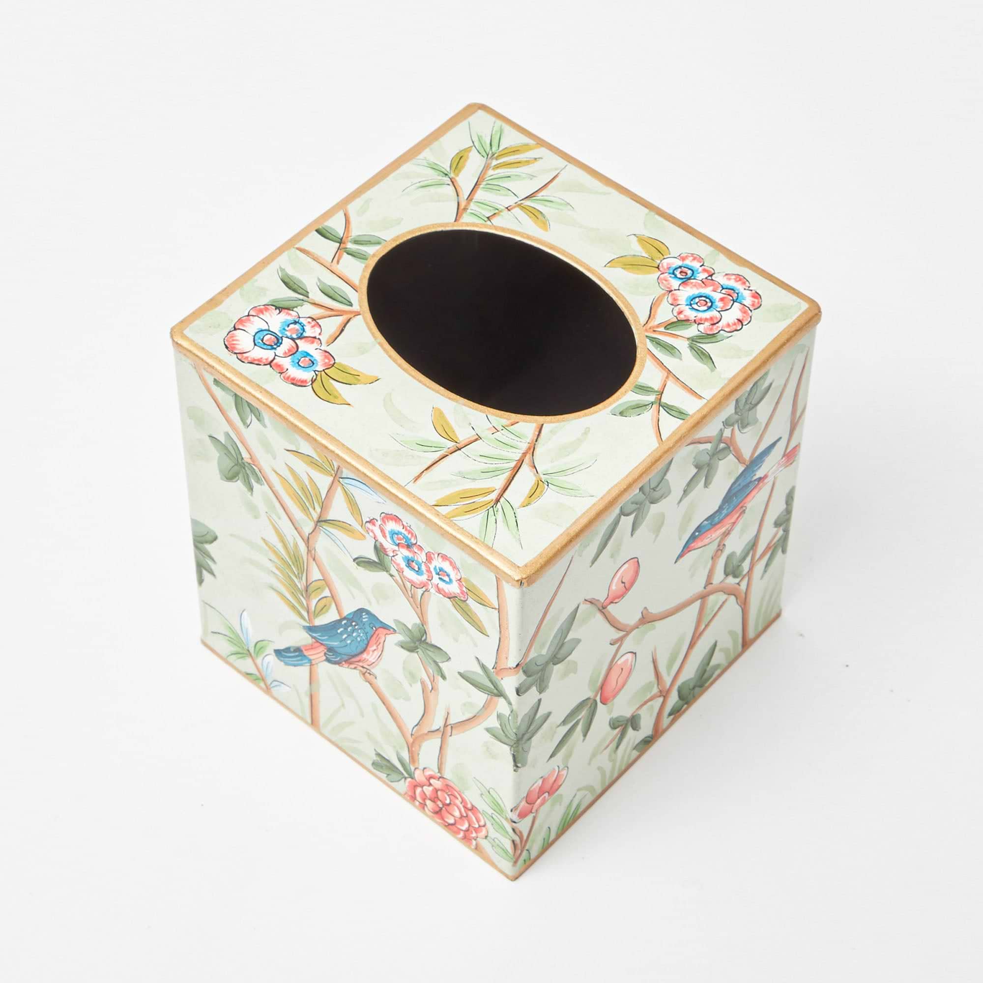 Green Chinoiserie Tole Tissue Box