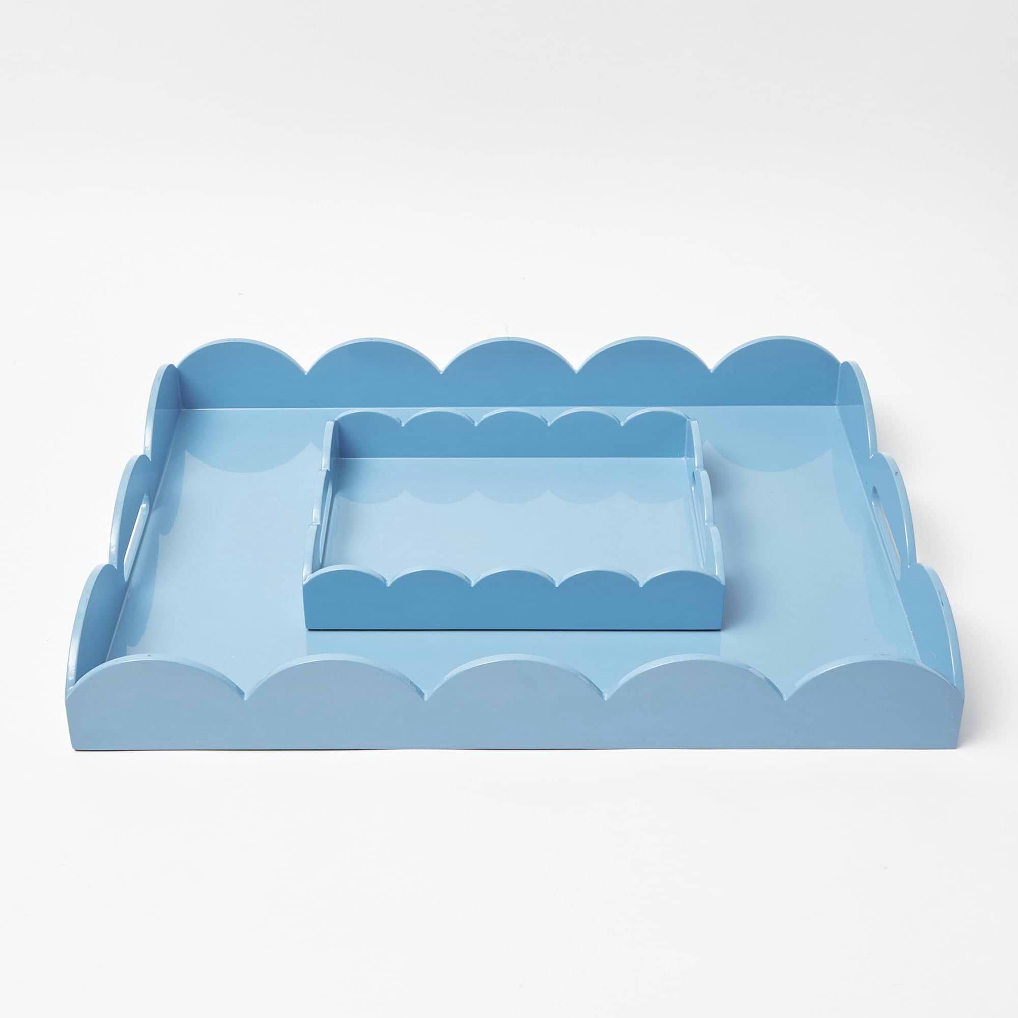 Blue Lacquer Scalloped Tray