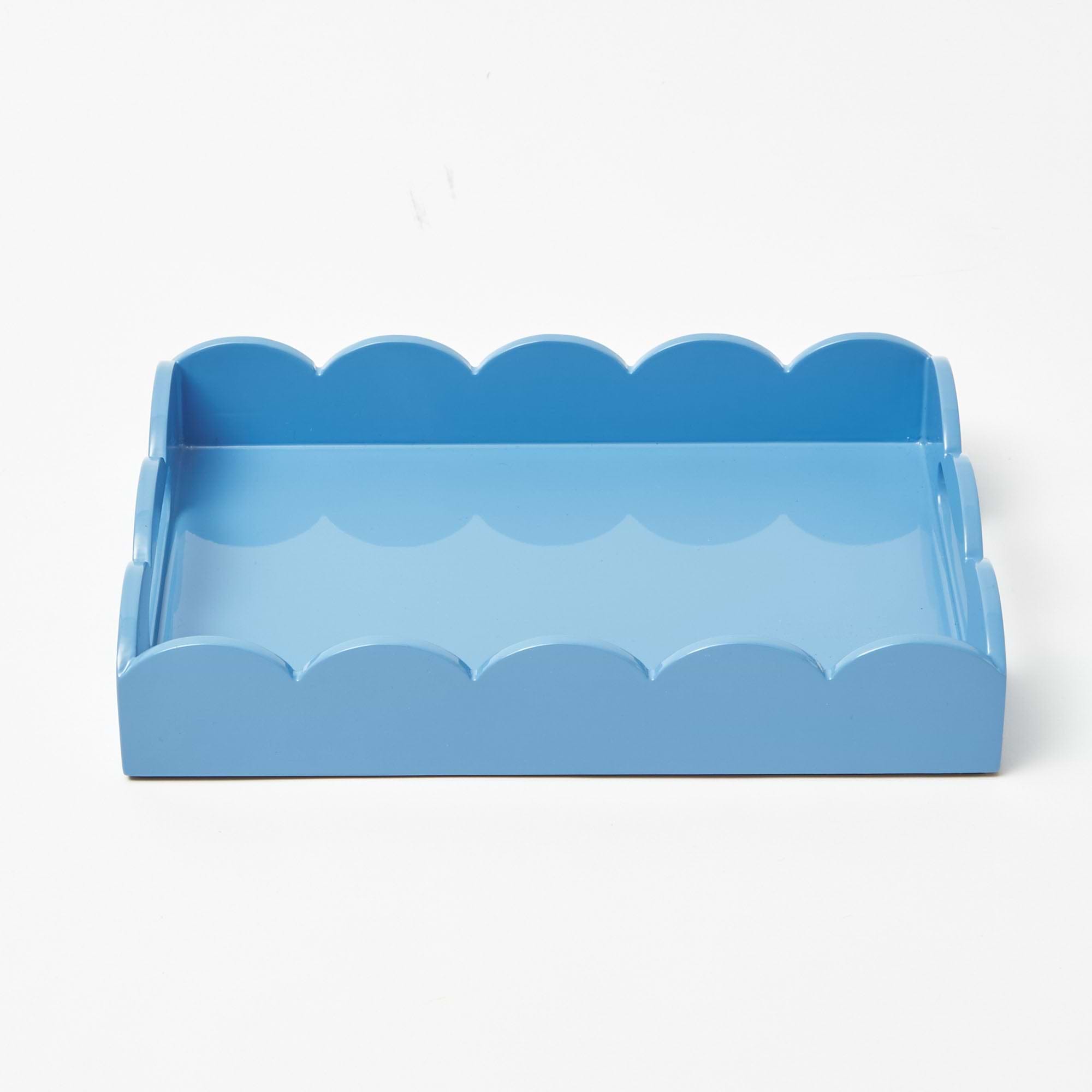 Blue Small Scalloped Lacquer Tray
