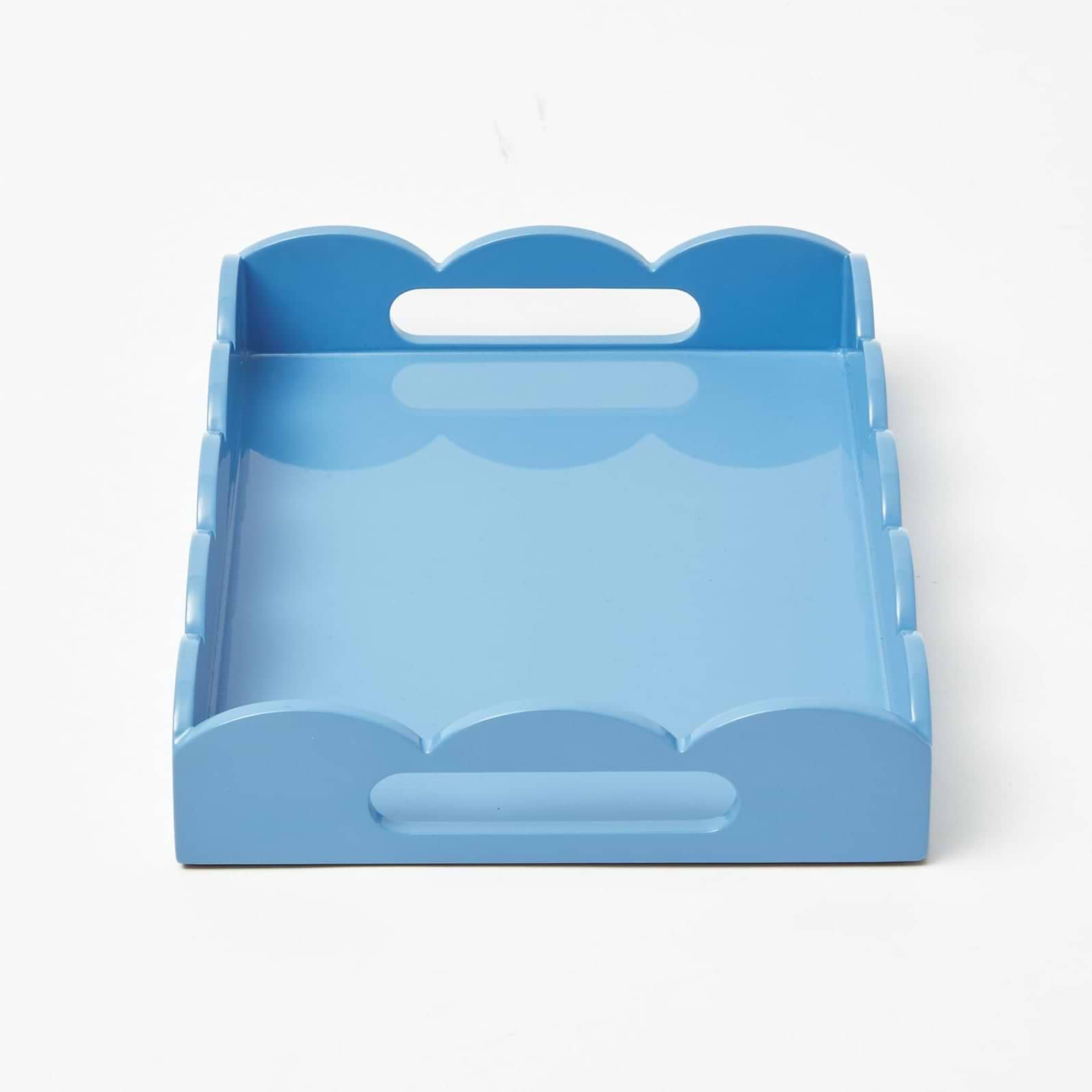 Blue Small Scalloped Lacquer Tray