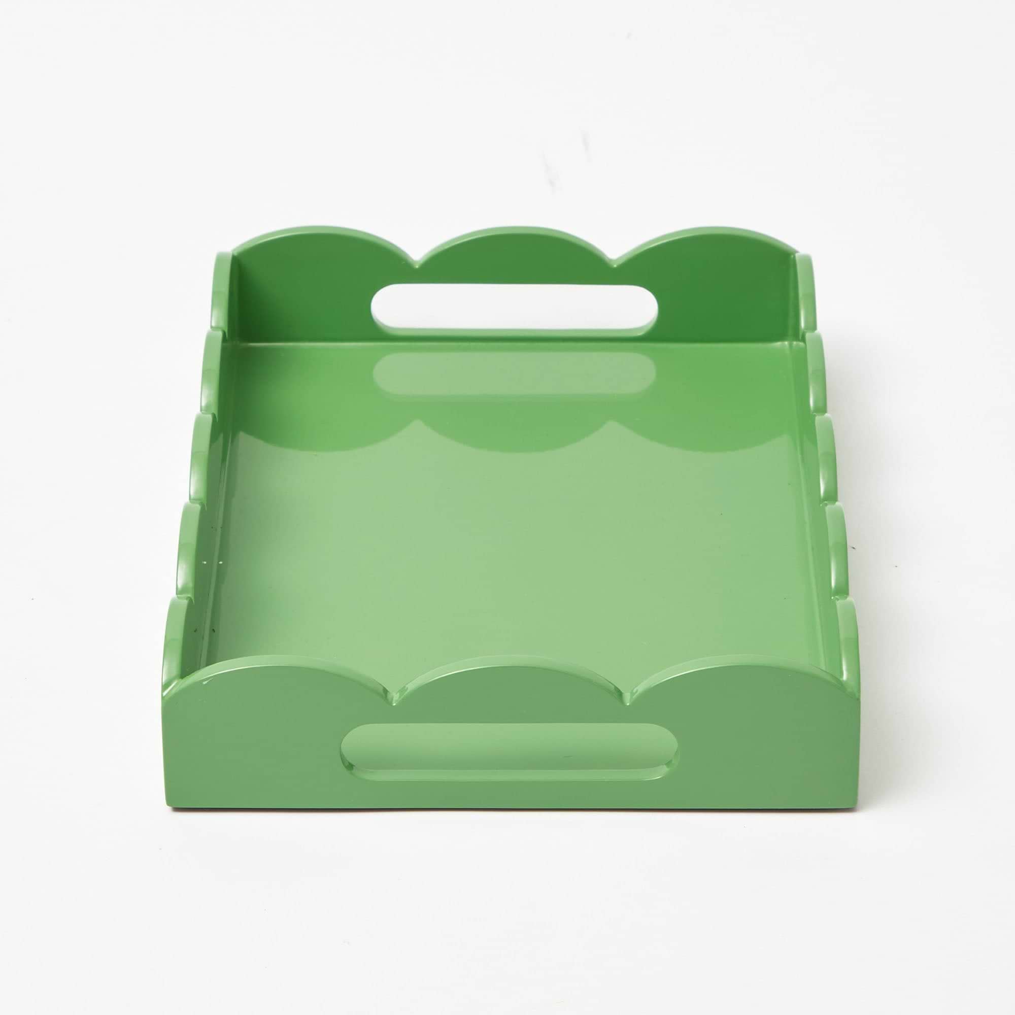 Green Small Scalloped Lacquer Tray