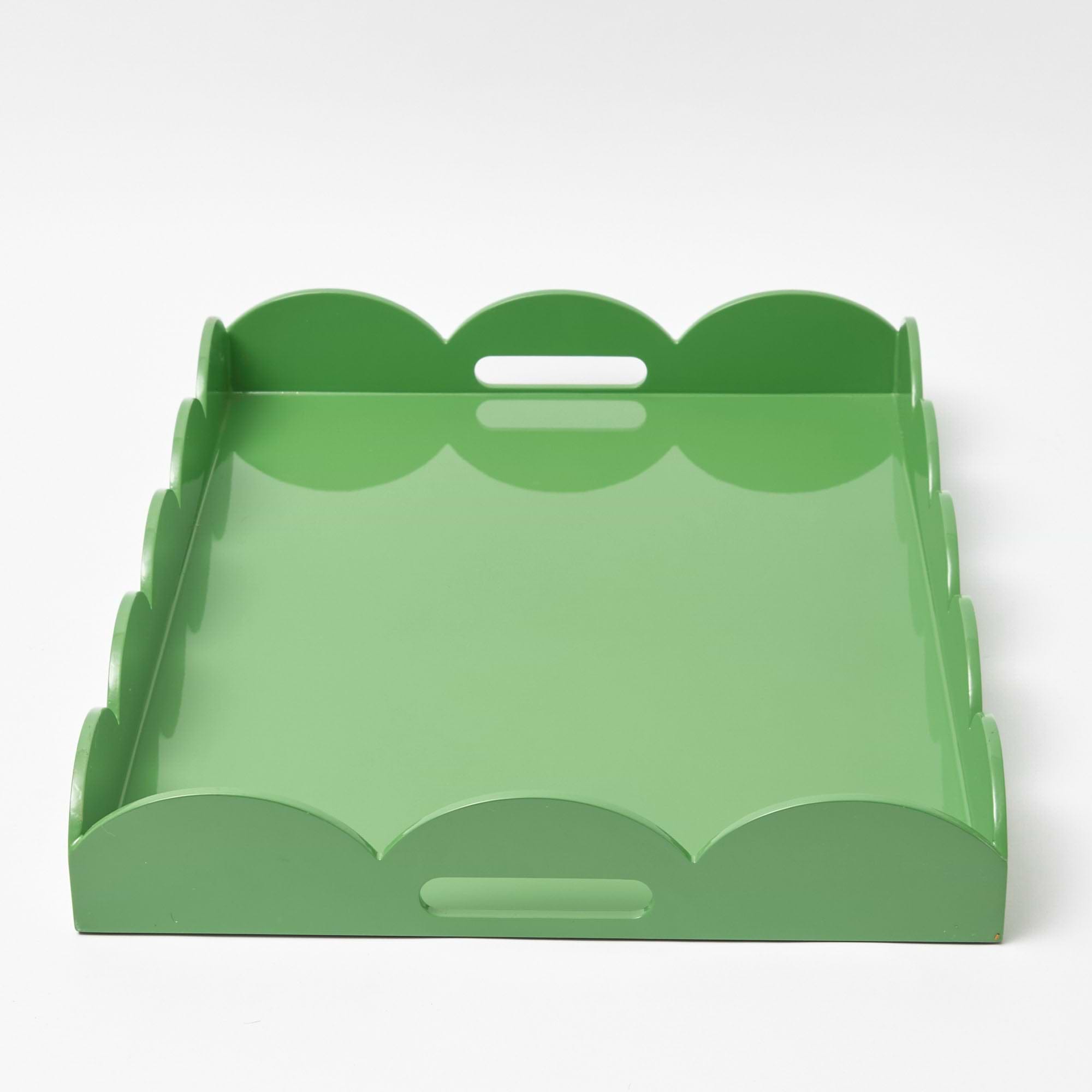 Green Scalloped Lacquer Tray
