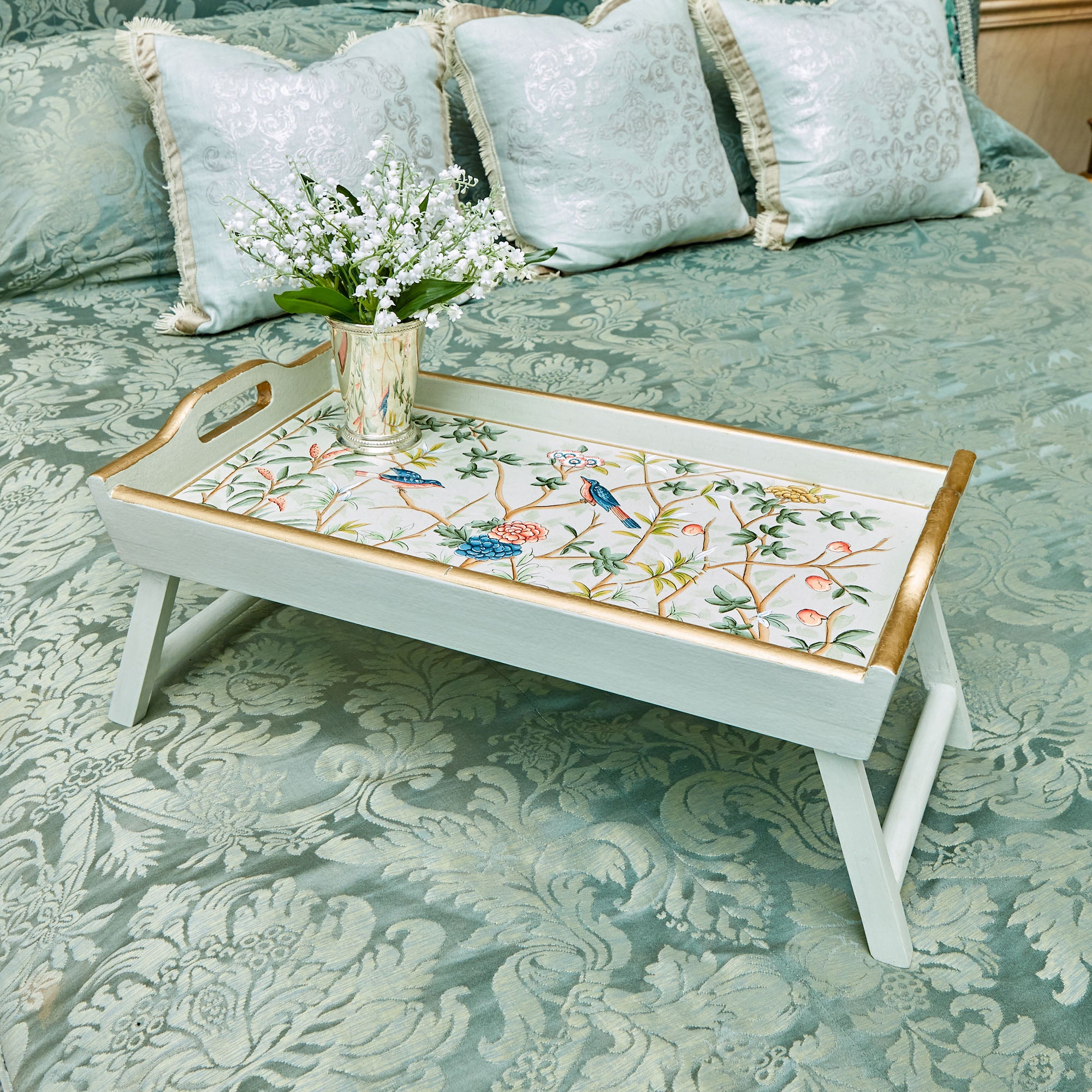 Green Chinoiserie Folding Tray